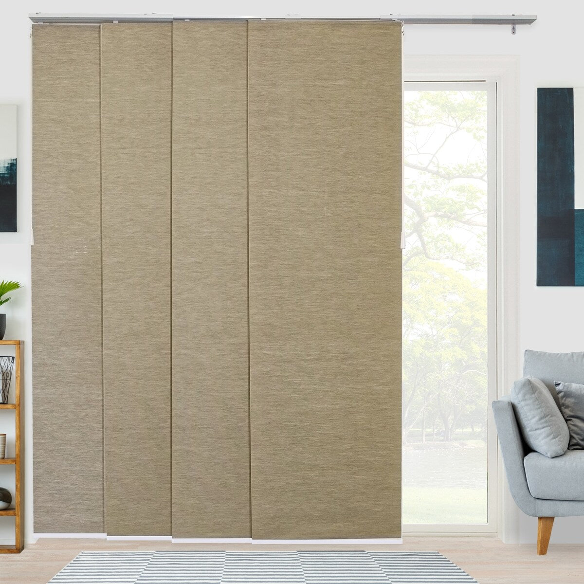 CHICOLOGY Adjustable Sliding Panels, 4-Rail Track, Vertical Blinds, Pation Door Curtain, Room Divider