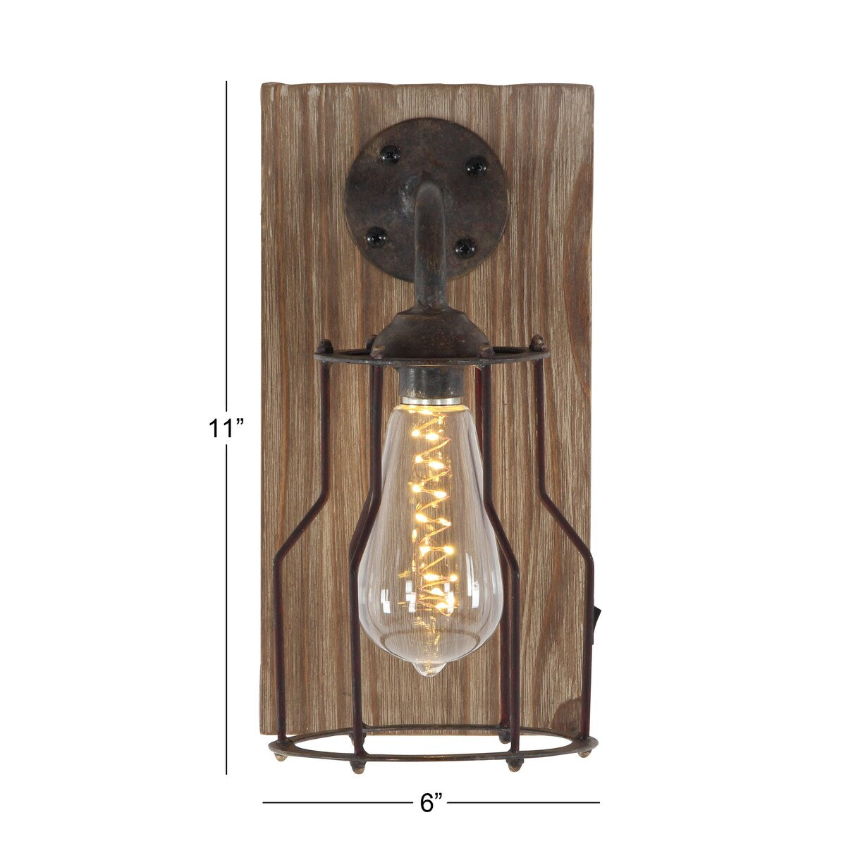 Metal Geometric Battery Operated Room Accent Lamp with Included Fixed LED Light - Brown - Roche River Decor