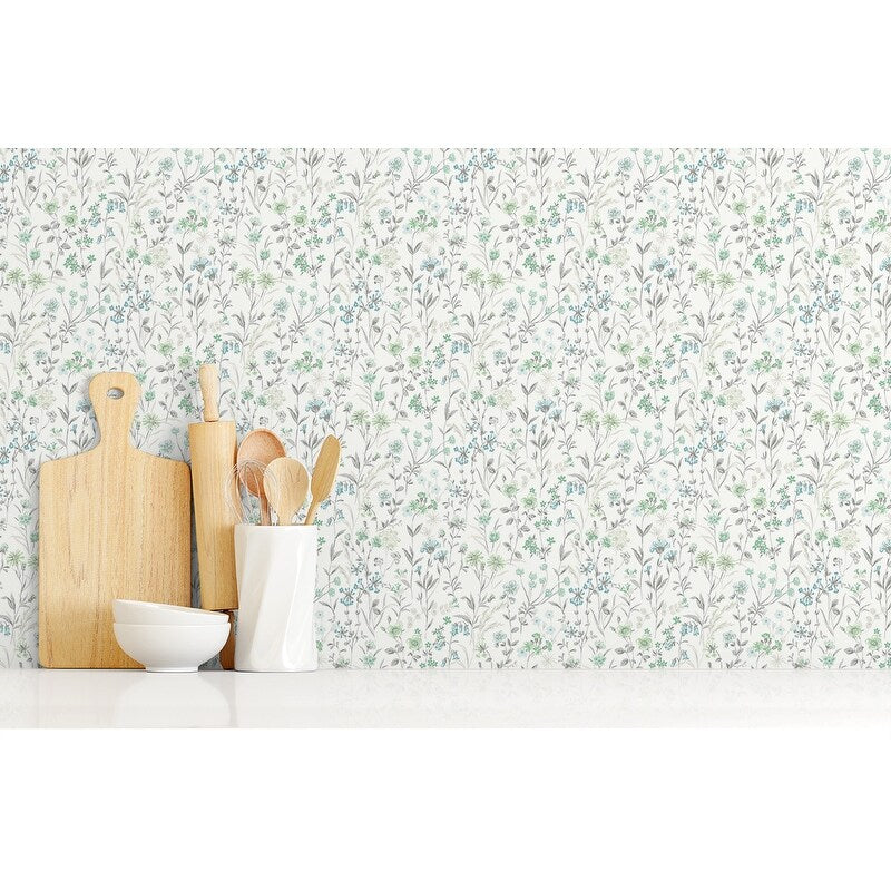 NextWall Wildflowers Peel and Stick Wallpaper