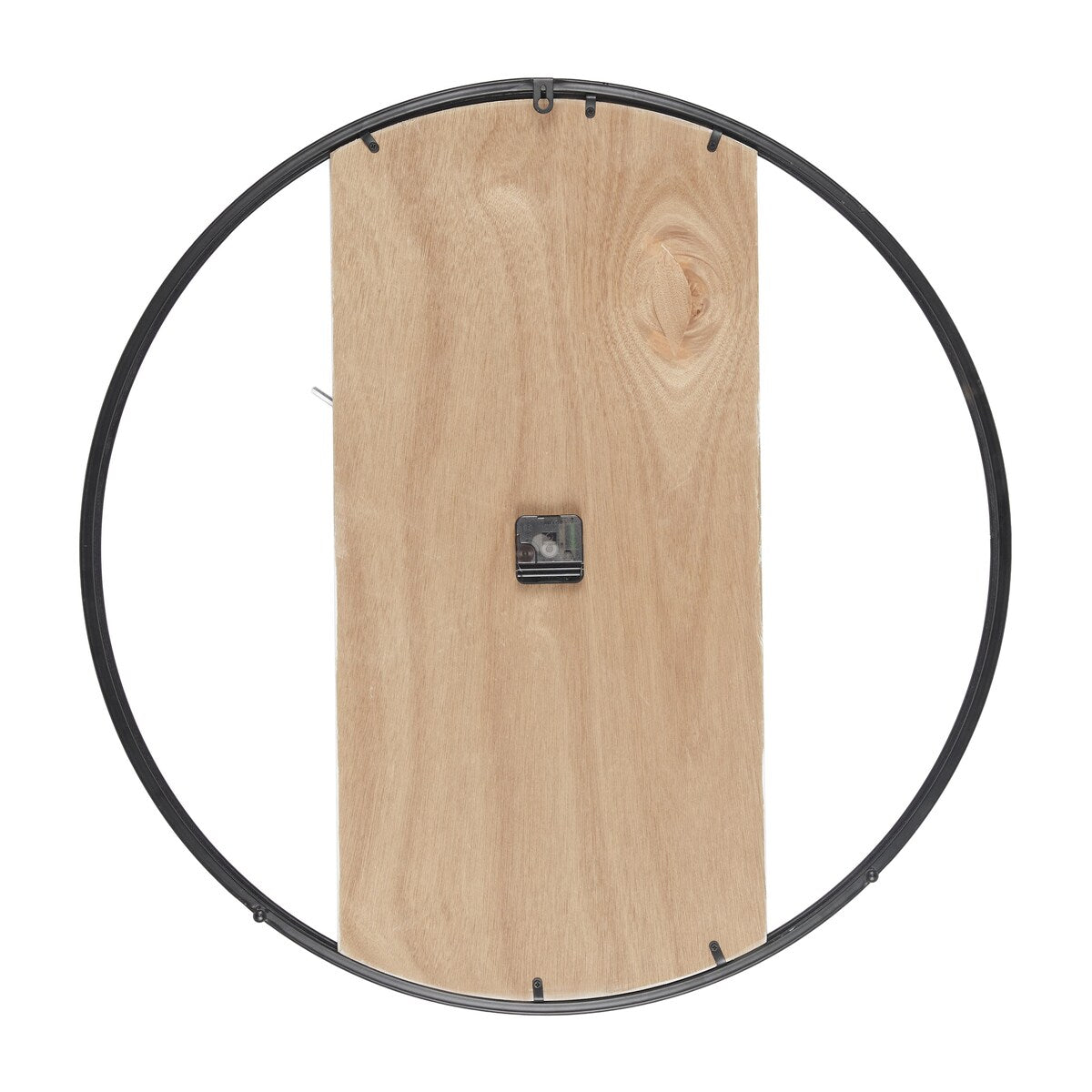 Wood Geometric Art Deco Inspired Line Art Decorative Wall Clock with Black Accents - White - The Novogratz