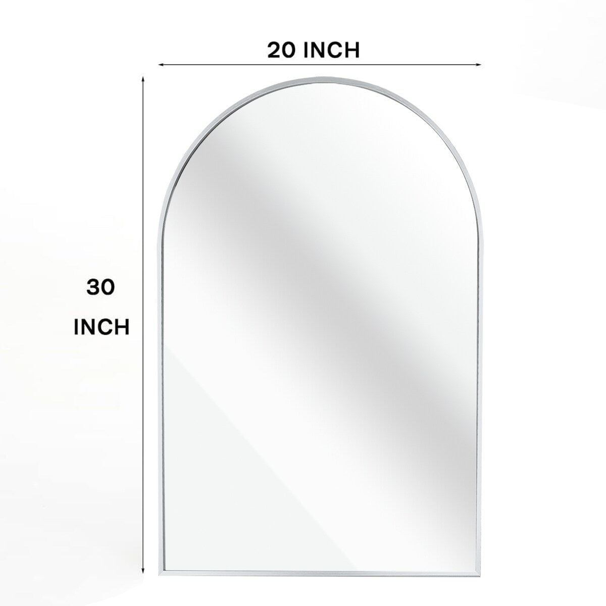 Modern Arched-Top Wall Mirror, Metal Framed Wall Mount Bathroom HD Vanity Mirror