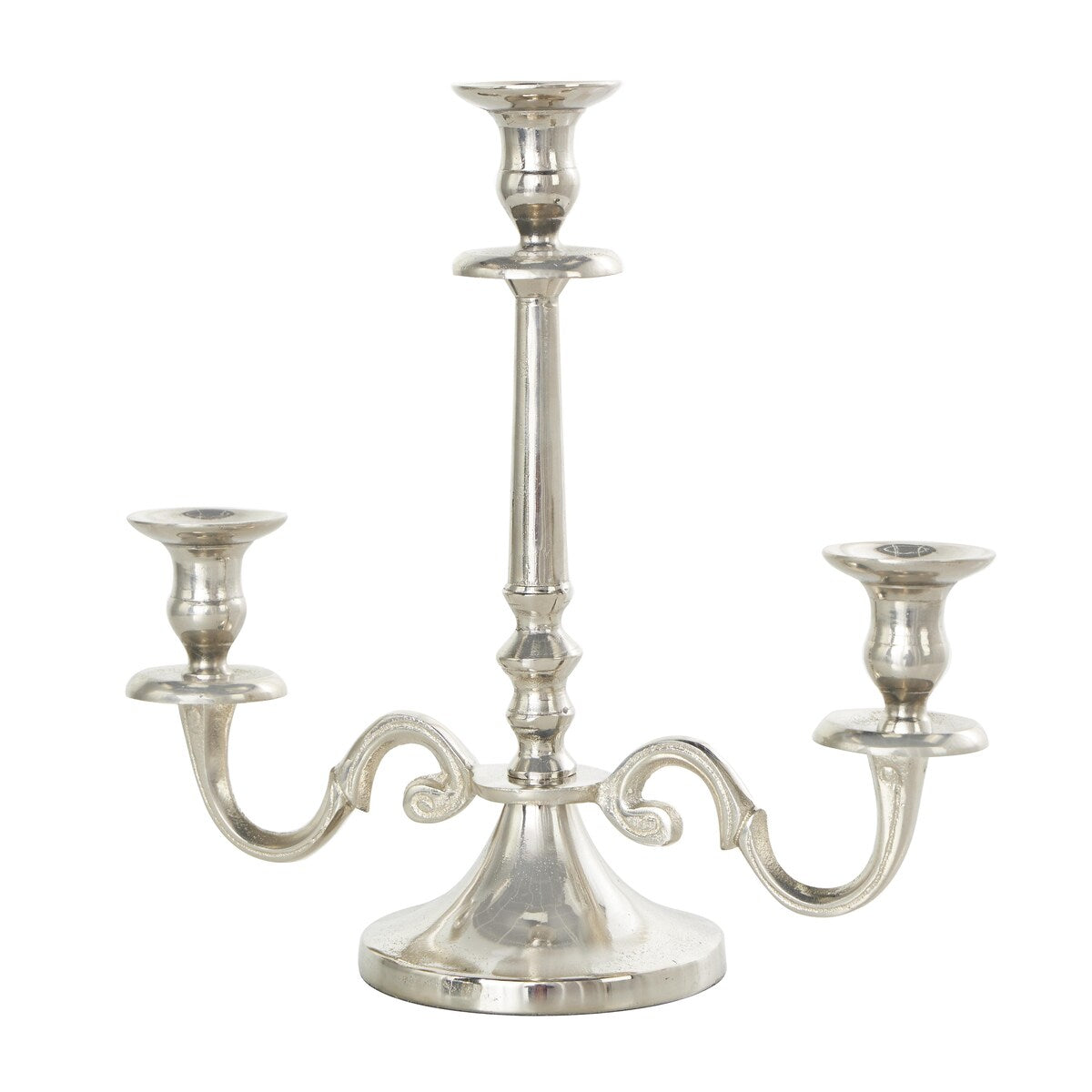 Aluminum Metal Scrolled Candelabra - Gold or Silver - The Novogratz