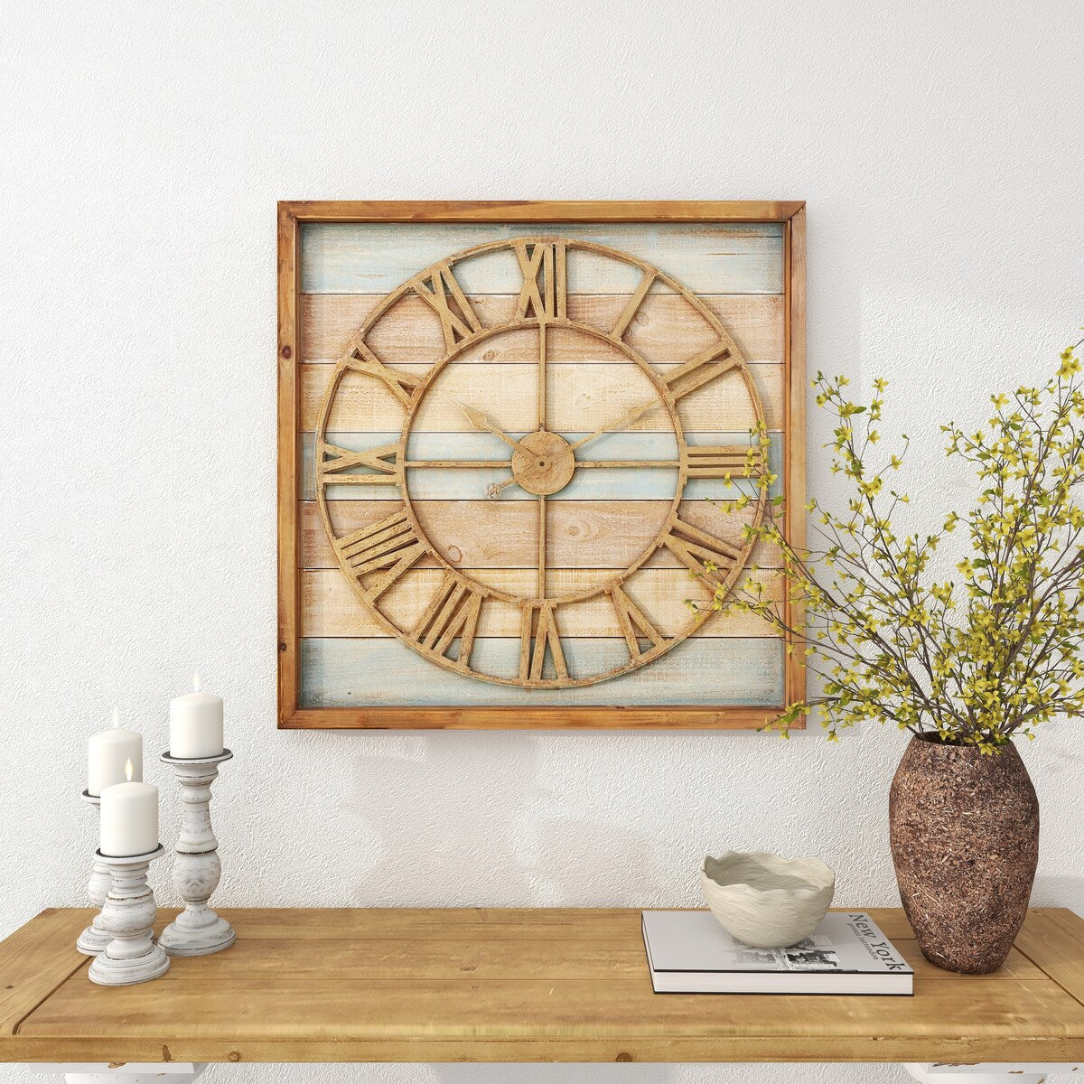 Metal Decorative Wall Clock - Brown - Roche River Decor