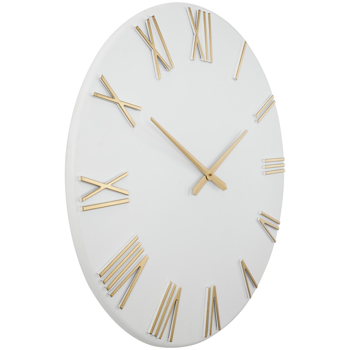 Metal Decorative Wall Clock with Gold Hands and Numbers - Black or White - Roche River Decor