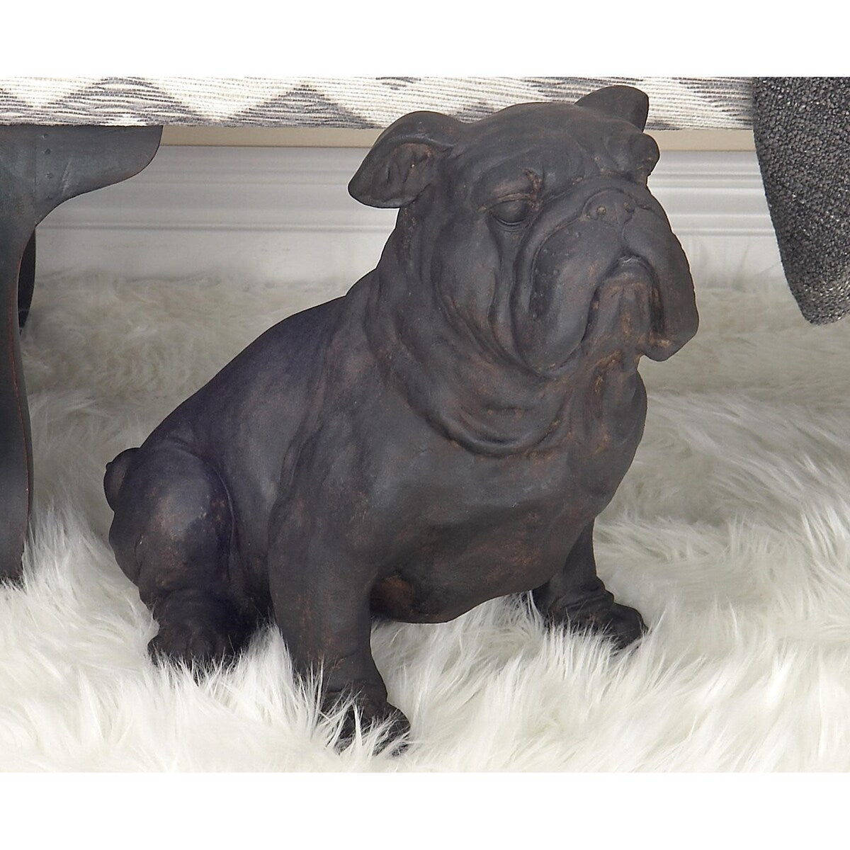 Polystone Bulldog Weathered or Distressed Sitting Decorative Sculpture - Brown - Roche River Decor