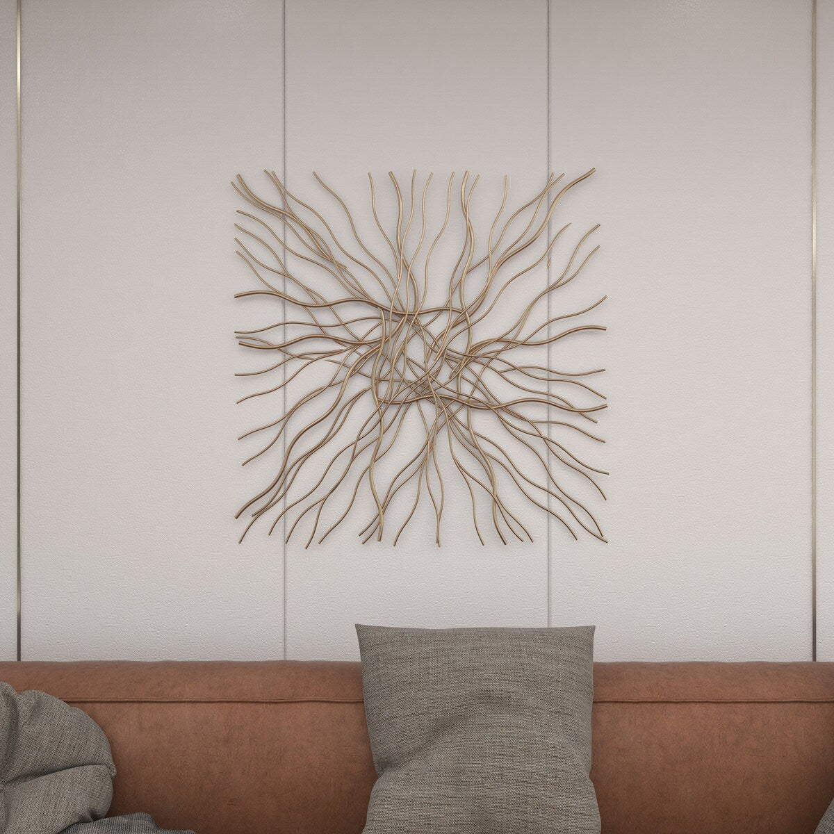 Metal Abstract Overlapping Lines Home Wall Decor - Gold - Roche River Decor