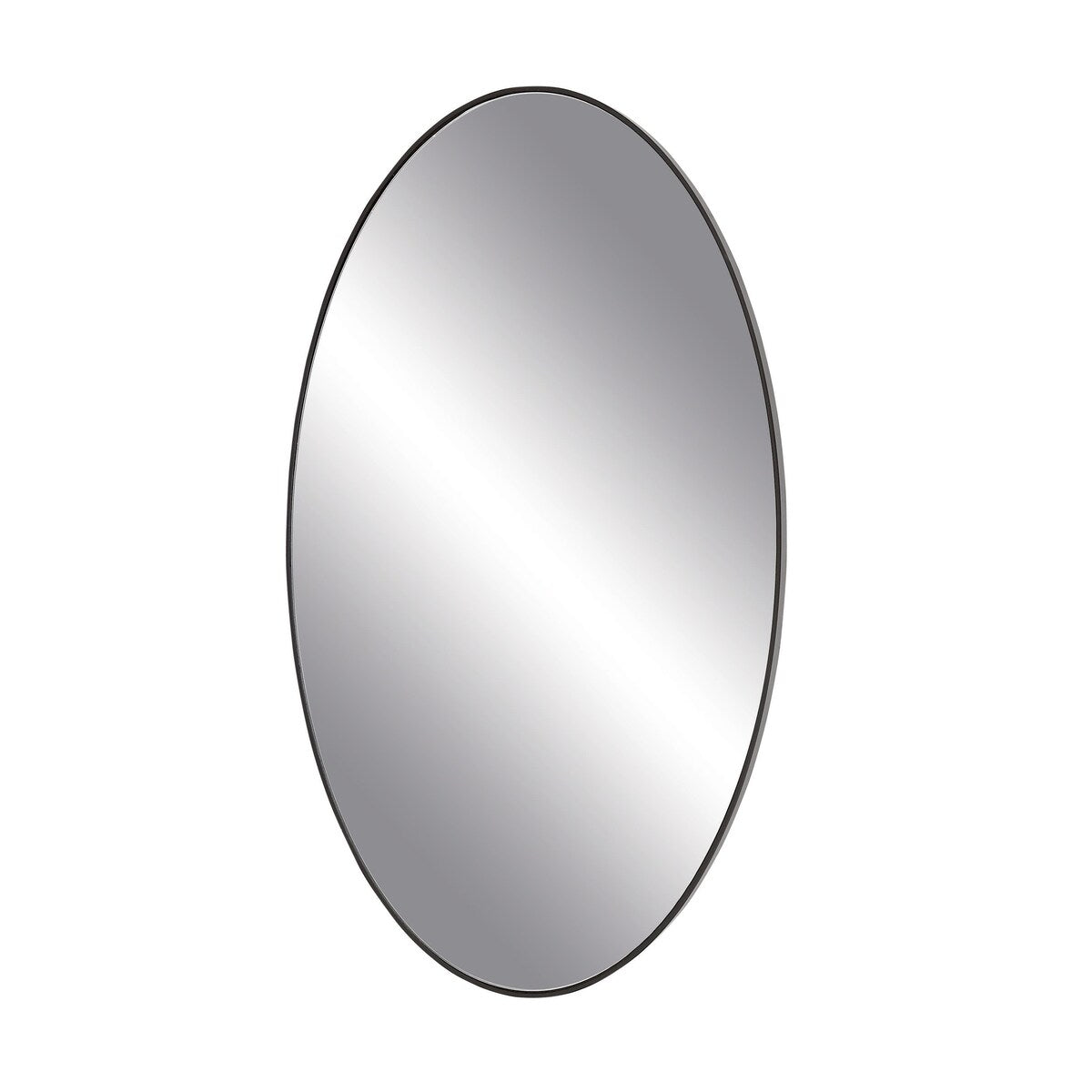 Wood Oval Room Wall Mirror with Thin Minimalistic Frame - Black, Gold or White - Roche River Decor