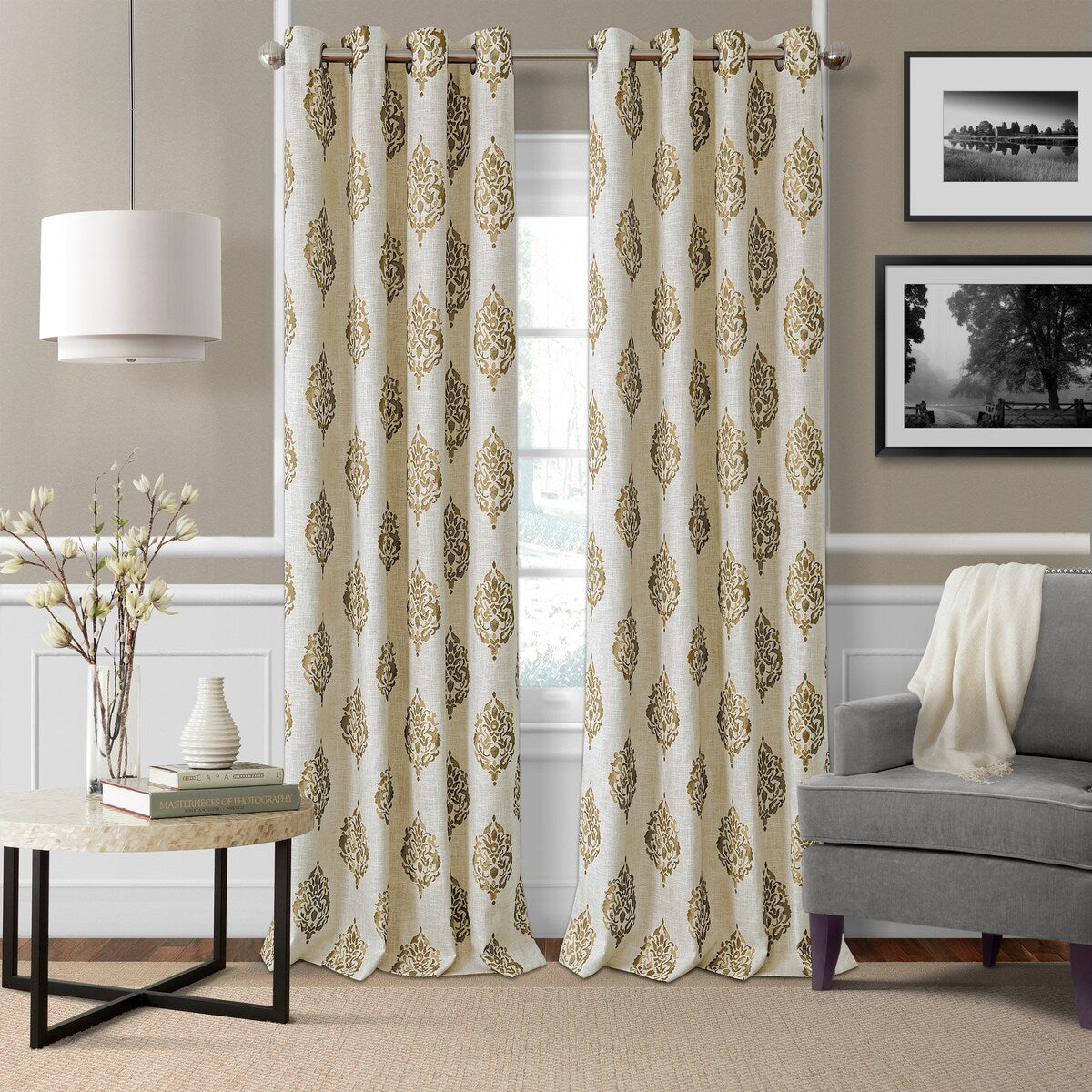 Navara Medallion Room Darkening Window Curtain