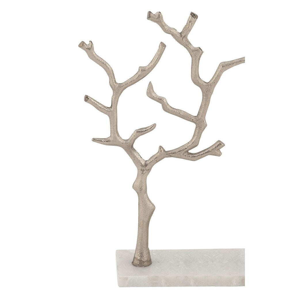 Marble Tree Jewelry Stand with Rectangular Base - Gold or Silver - CosmoLiving by Cosmopolitan