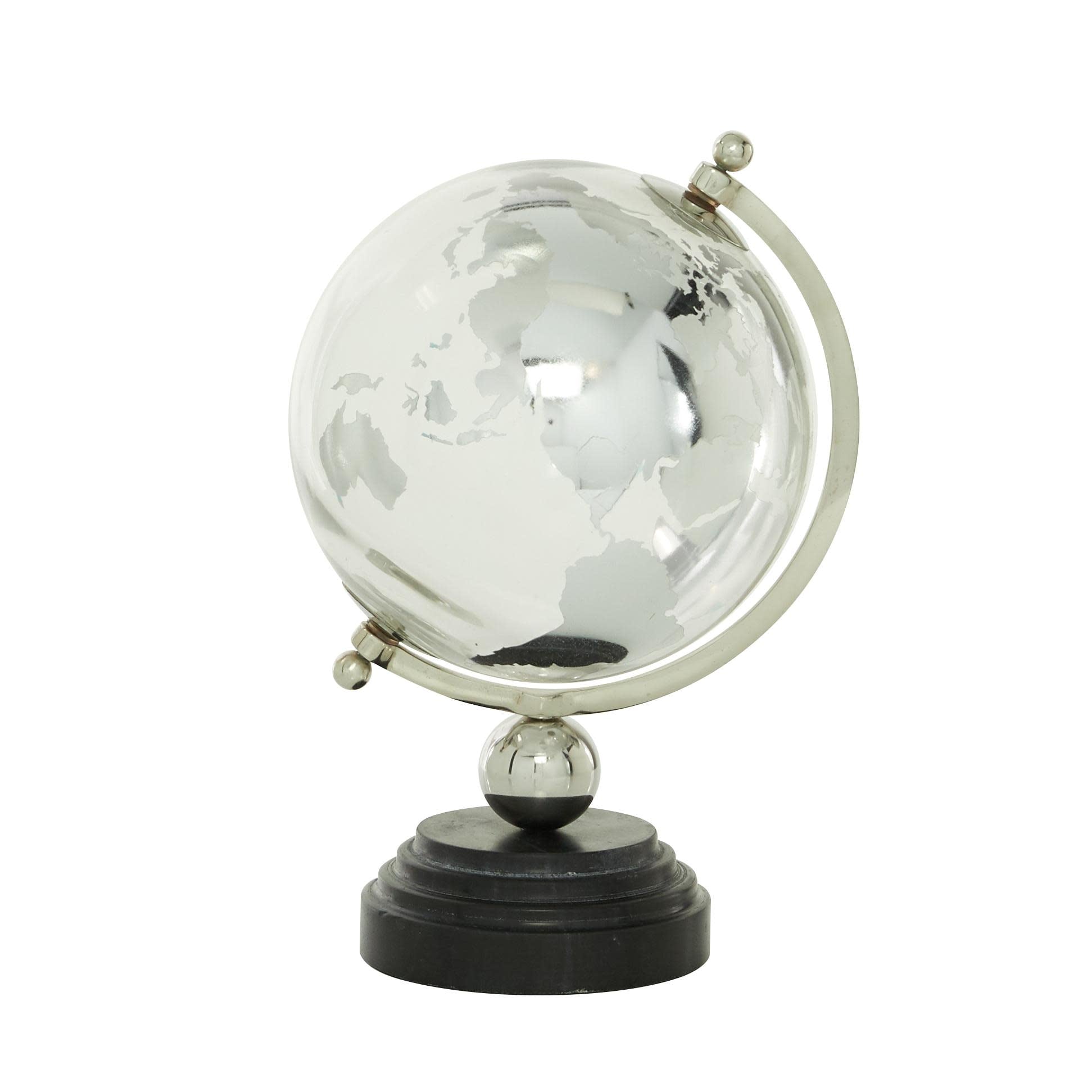 Marble Globe with Marble Base and Black, Tiered or White Base - Silver or Gold - Roche River Decor