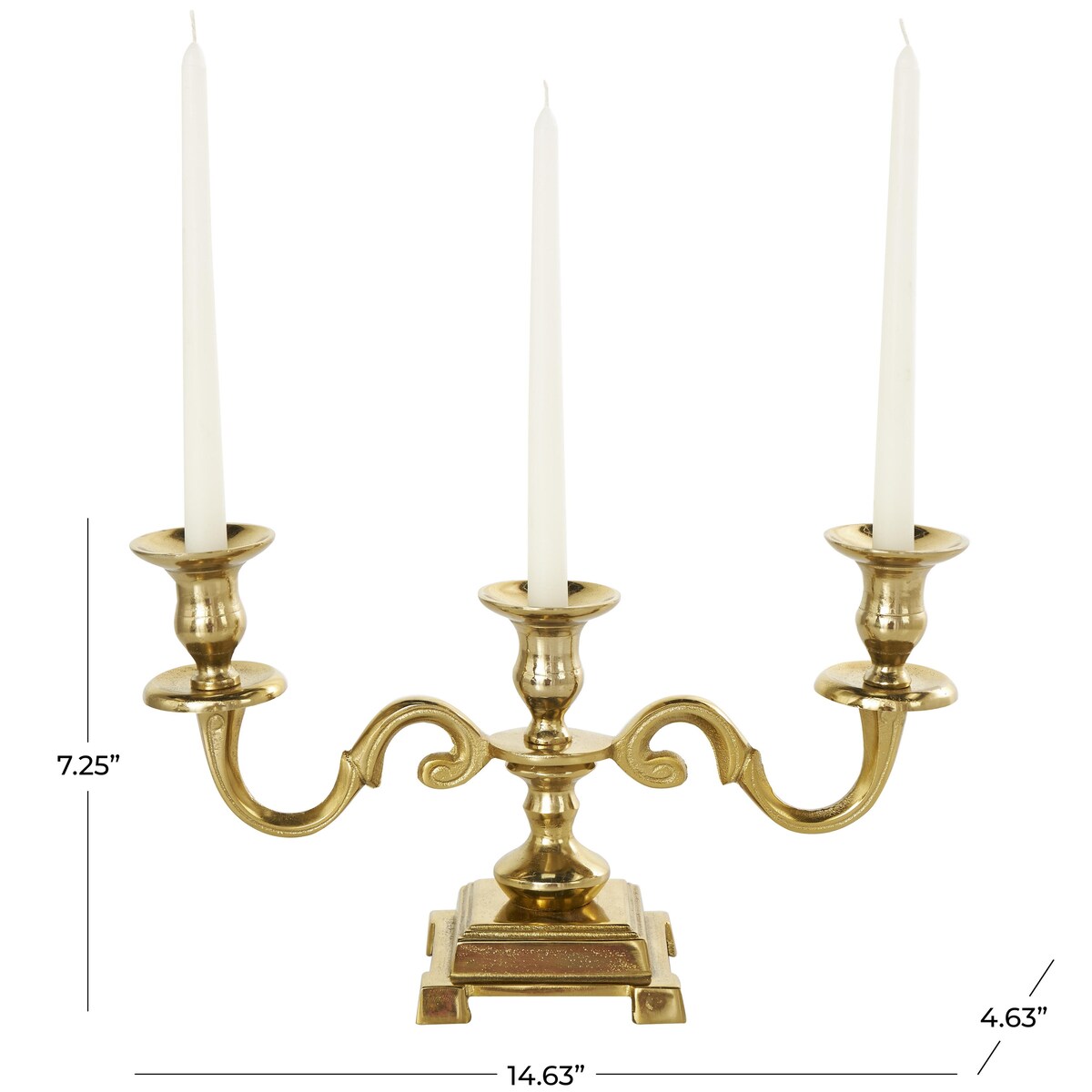 Aluminum Metal Scrolled Candelabra - Gold or Silver - The Novogratz