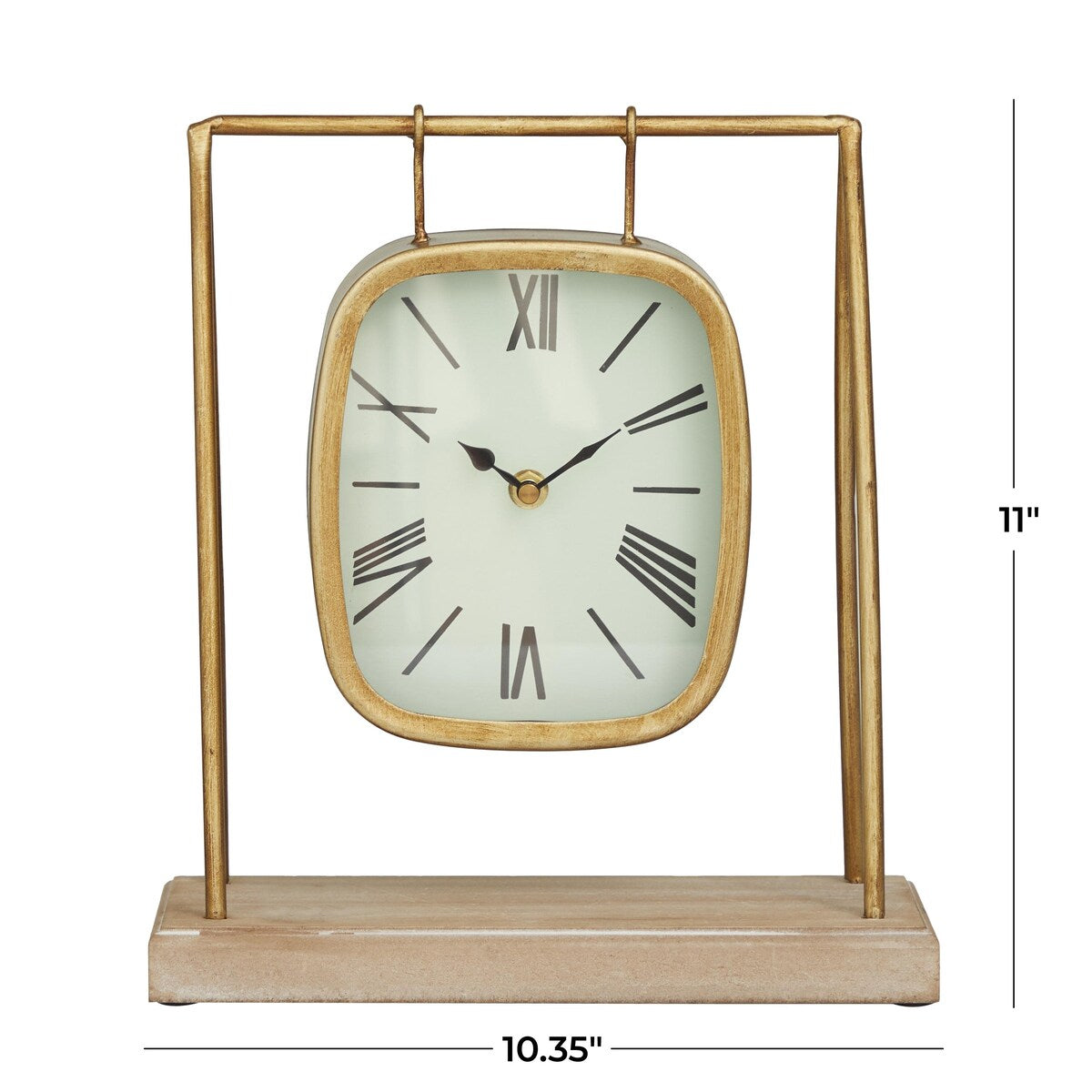 Wood Pendulum Decorative Clock with Wood Base - Gold - Roche River Decor