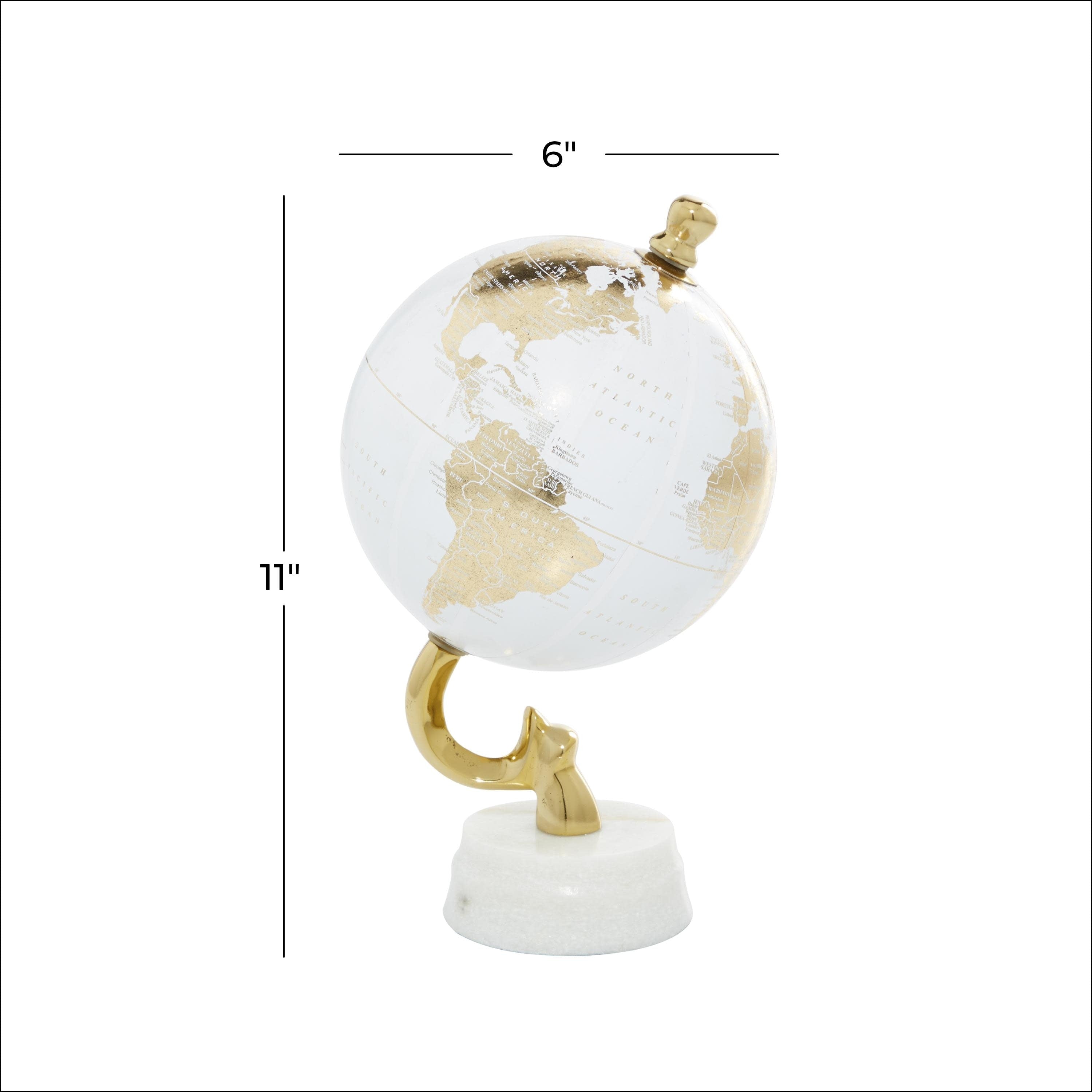 Aluminum Metal Globe with Marble Base - Blue or Gold - Roche River Decor