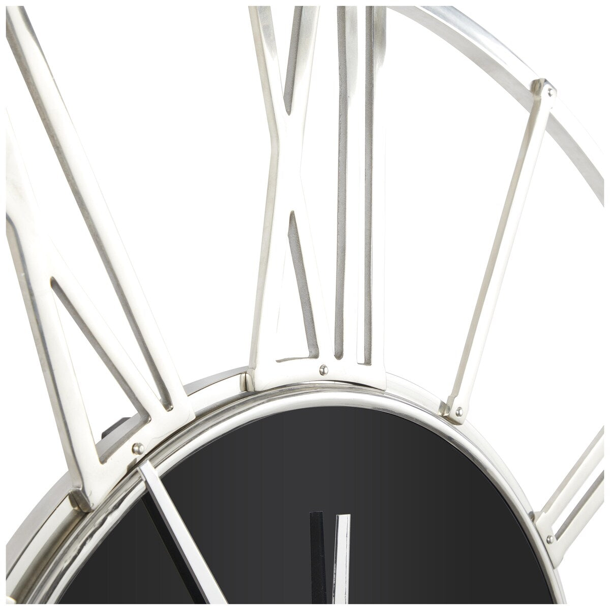 Aluminum Metal Geometric Open Frame Decorative Wall Clock with Glass Center - Silver or Gold - Roche River Decor