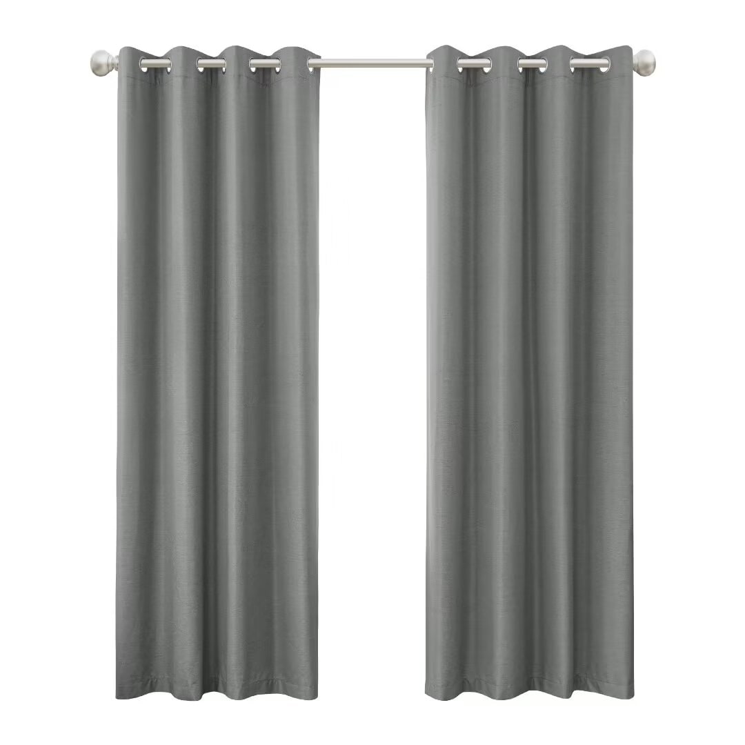 Blackout Brushed Textured Grommet Curtain Pair(2 Panels)