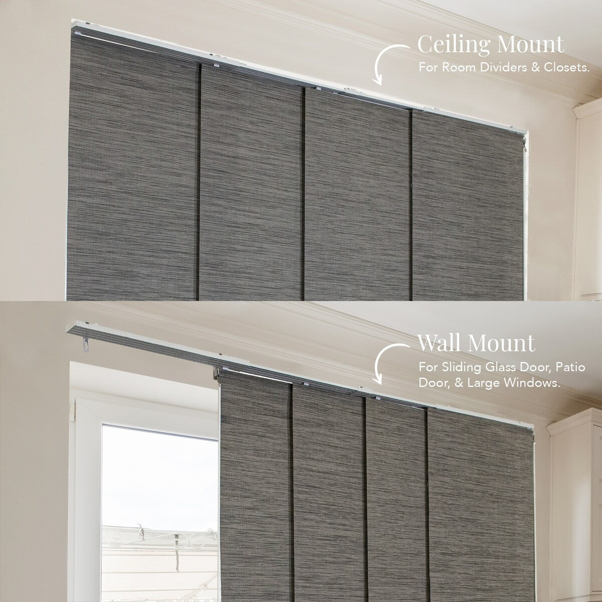 CHICOLOGY Adjustable Sliding Panels, 4-Rail Track, Vertical Blinds, Pation Door Curtain, Room Divider