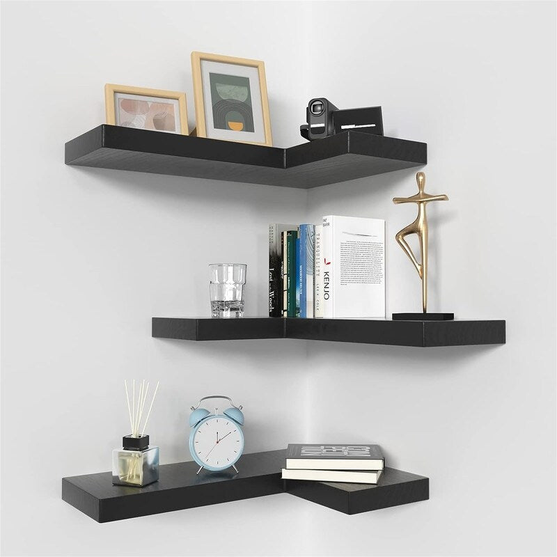 Corner Shelves Wall Mounted Set of 3 - 17.3D x 11.8W x 3.15H