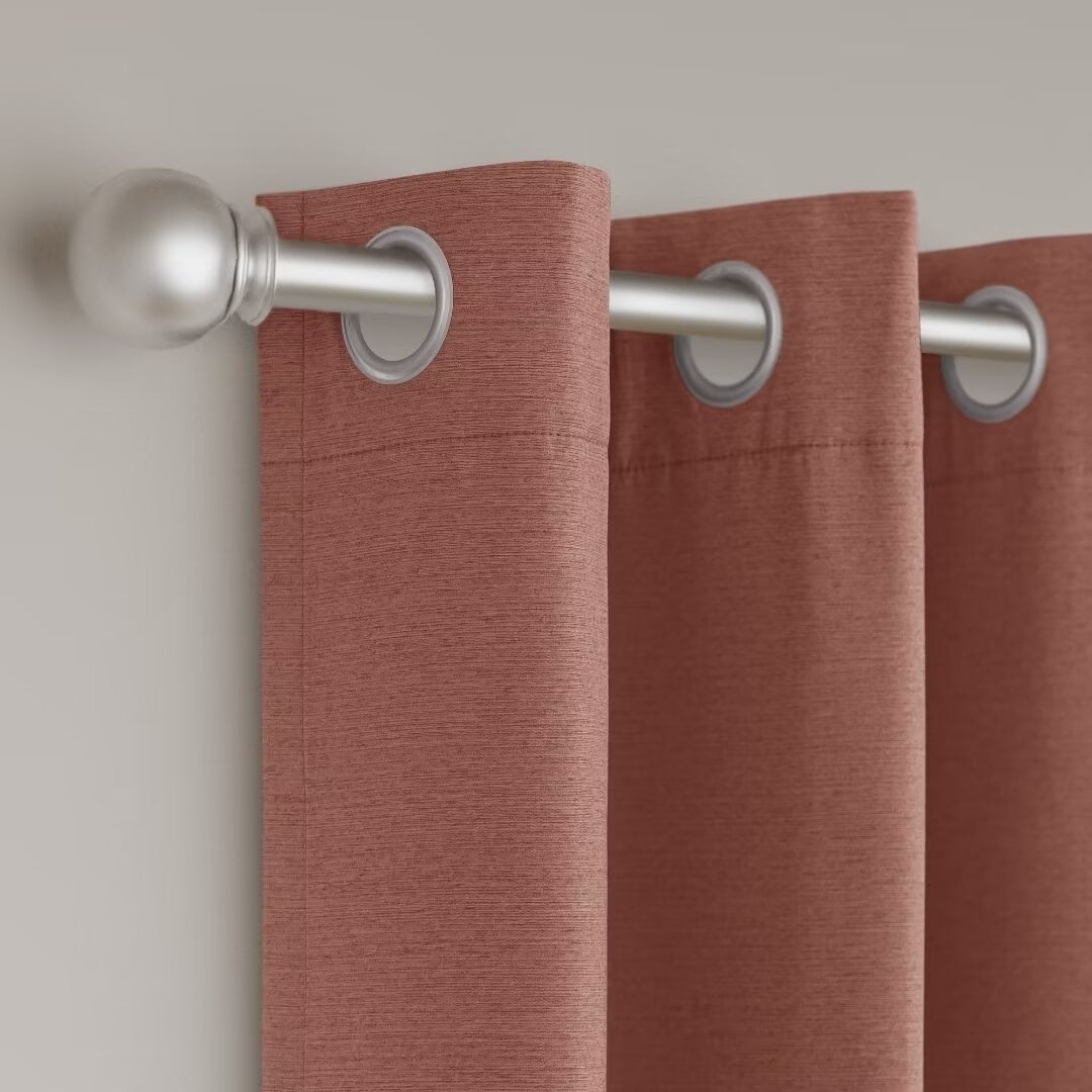 Blackout Brushed Textured Grommet Curtain Pair(2 Panels)