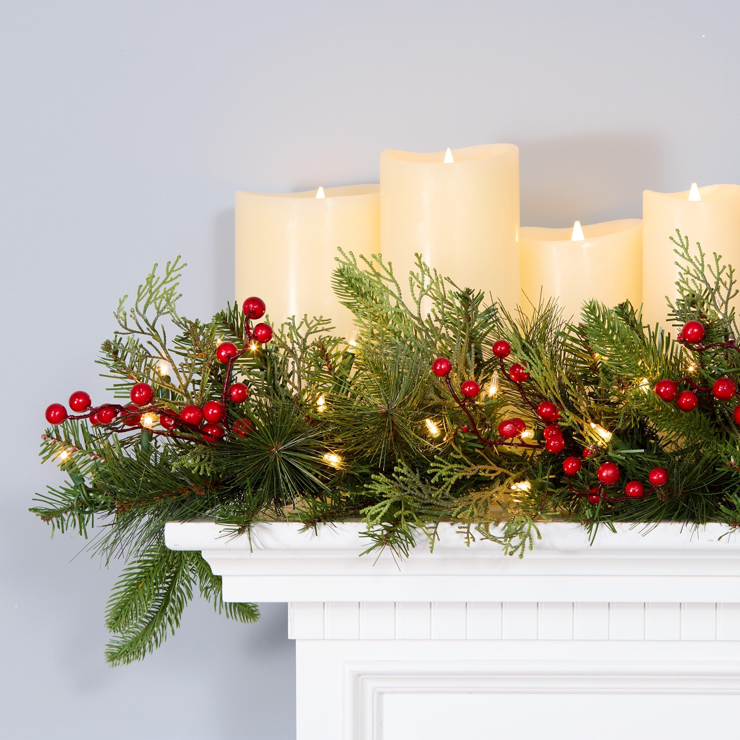 National Tree Company 9 ft. Classical Collection Green/Red Garland with Clear Lights - 9 ft