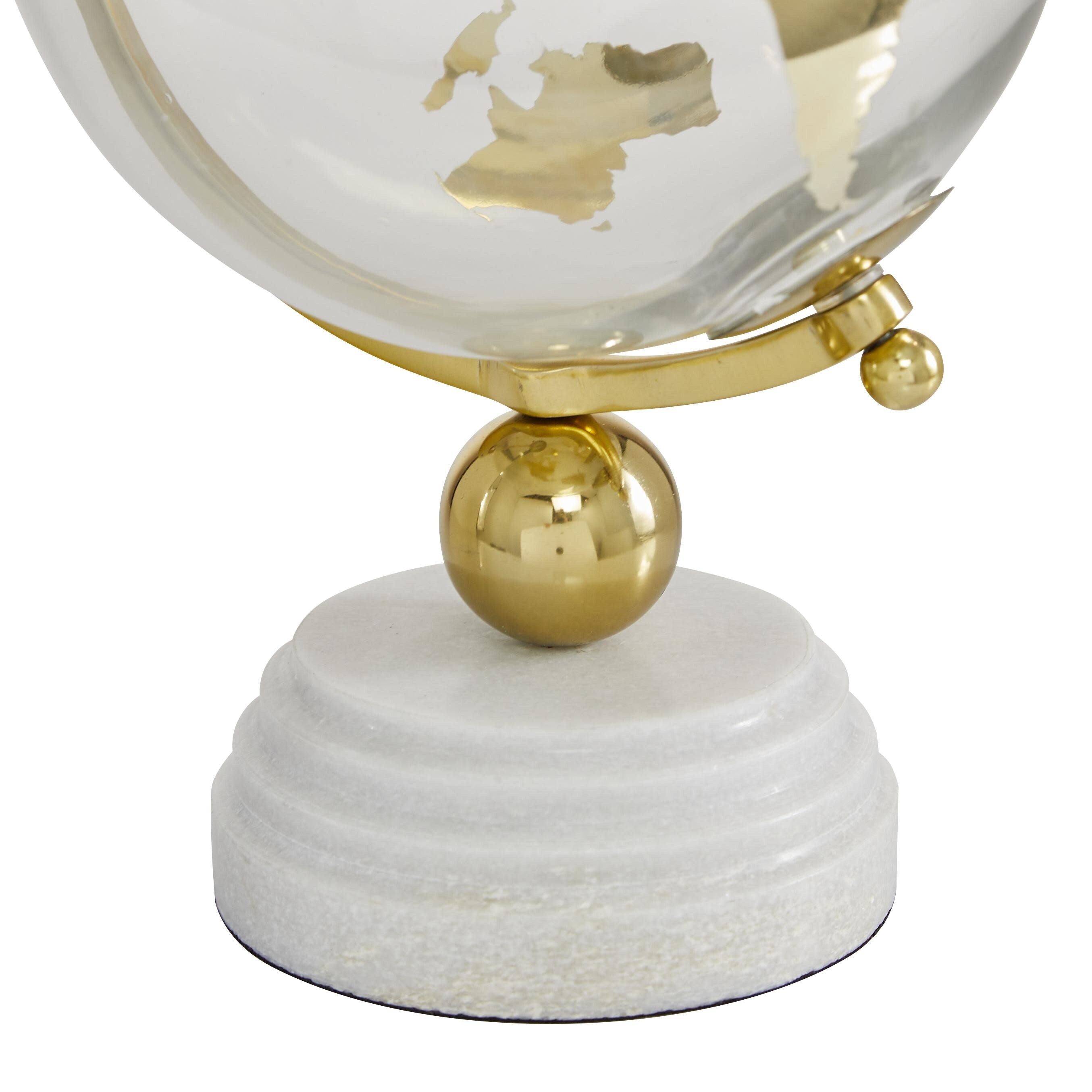 Marble Globe with Marble Base and Black, Tiered or White Base - Silver or Gold - Roche River Decor