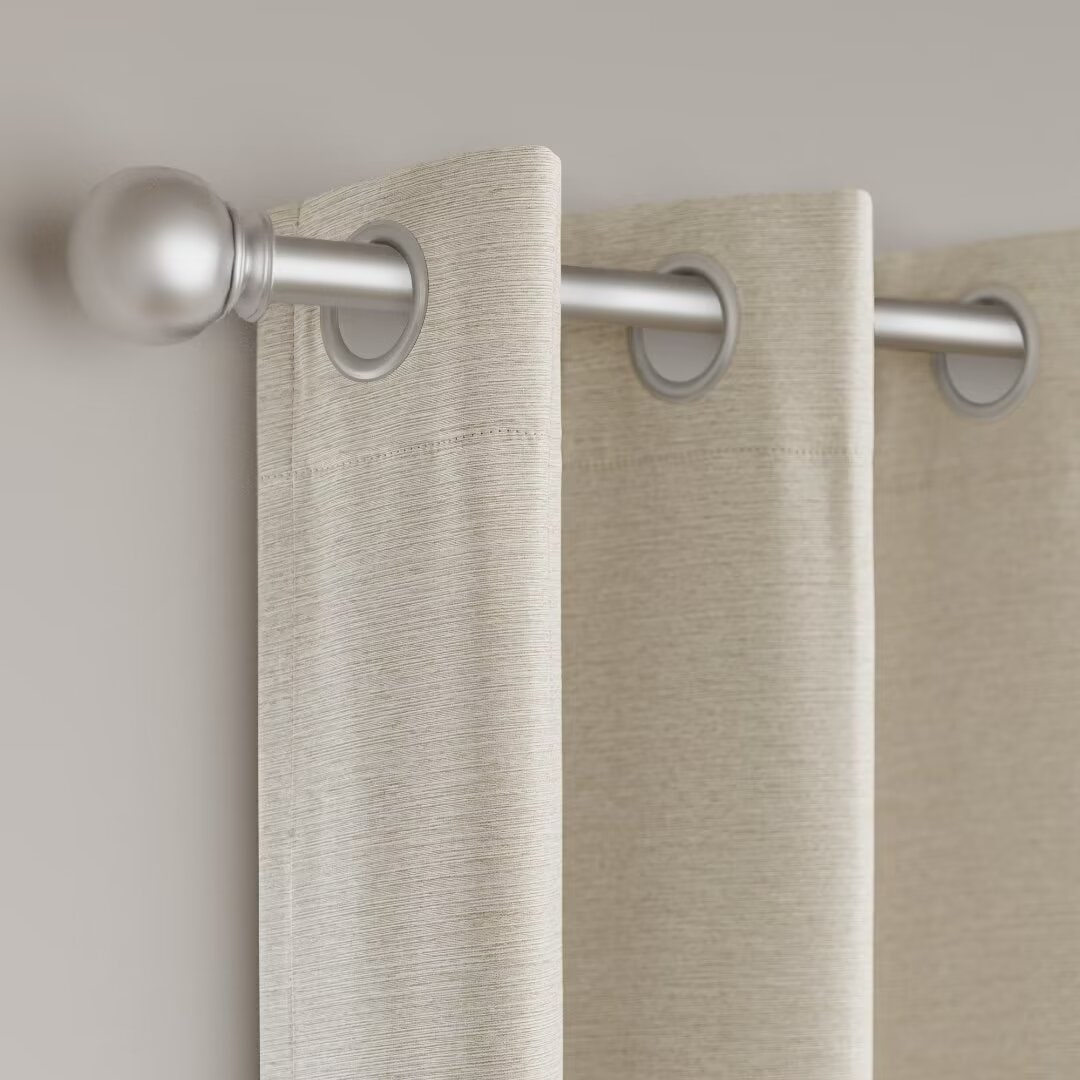 Blackout Brushed Textured Grommet Curtain Pair(2 Panels)