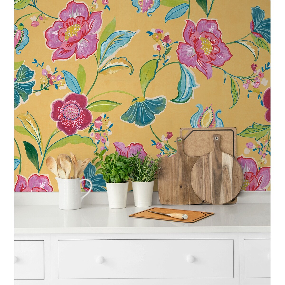 NextWall Painterly Floral Peel and Stick Wallpaper