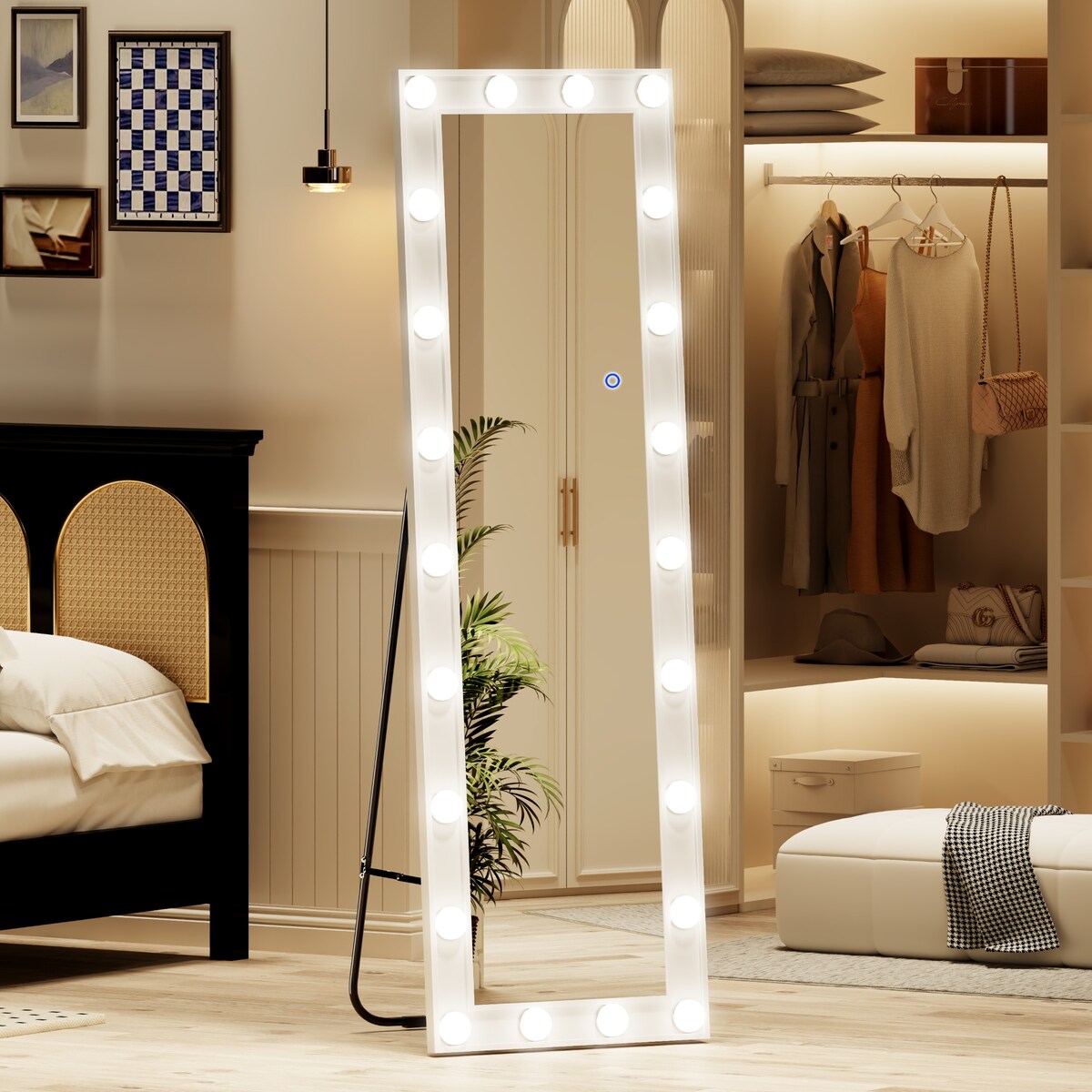 Mirror Full Length With Led Bulbs Lights