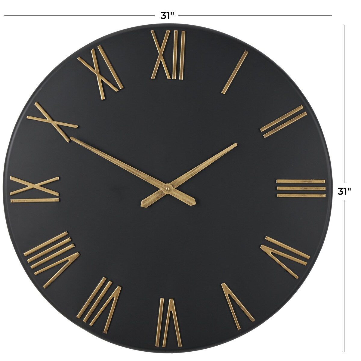 Metal Decorative Wall Clock with Gold Hands and Numbers - Black or White - Roche River Decor