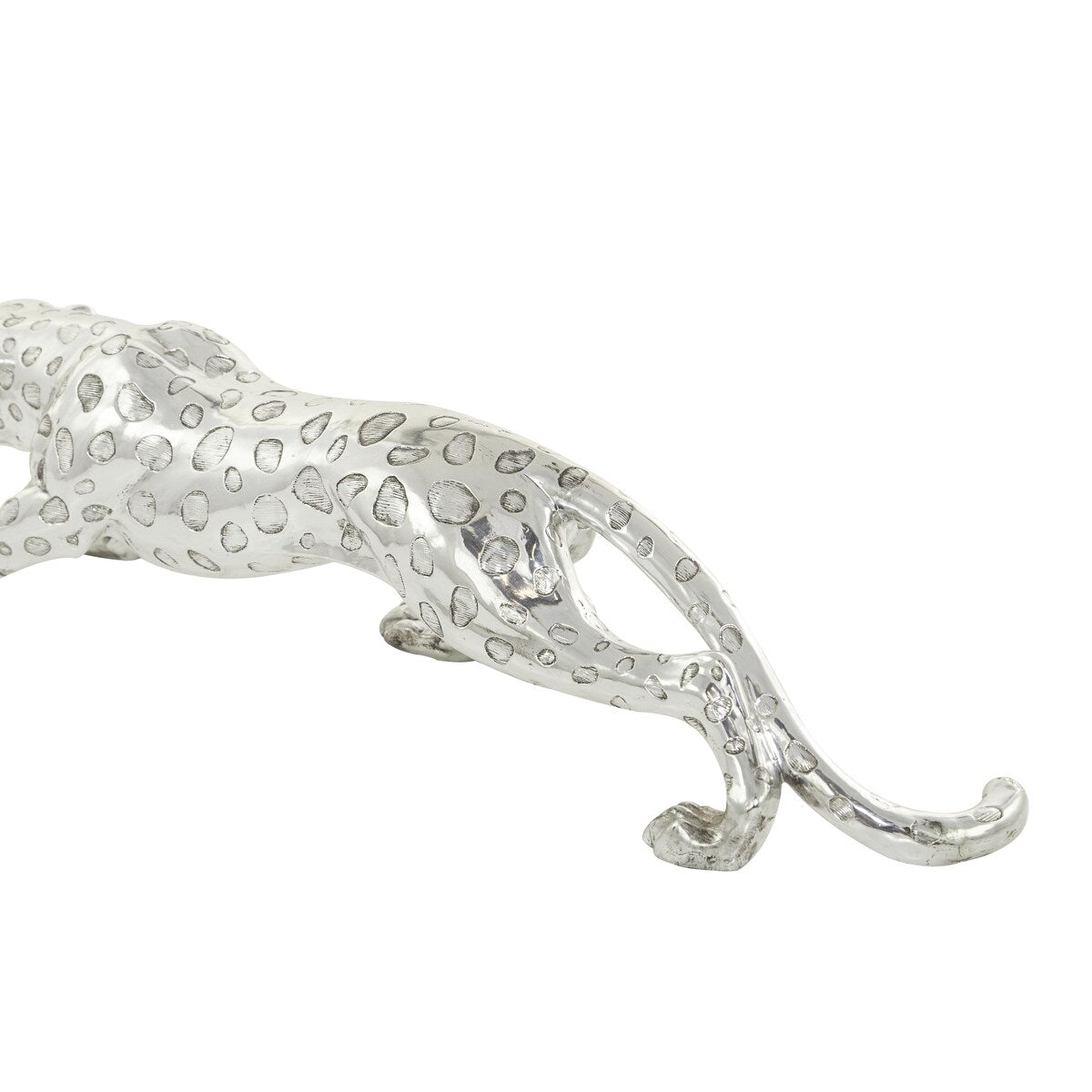 Polystone Leopard Decorative Sculpture - Silver - Roche River Decor