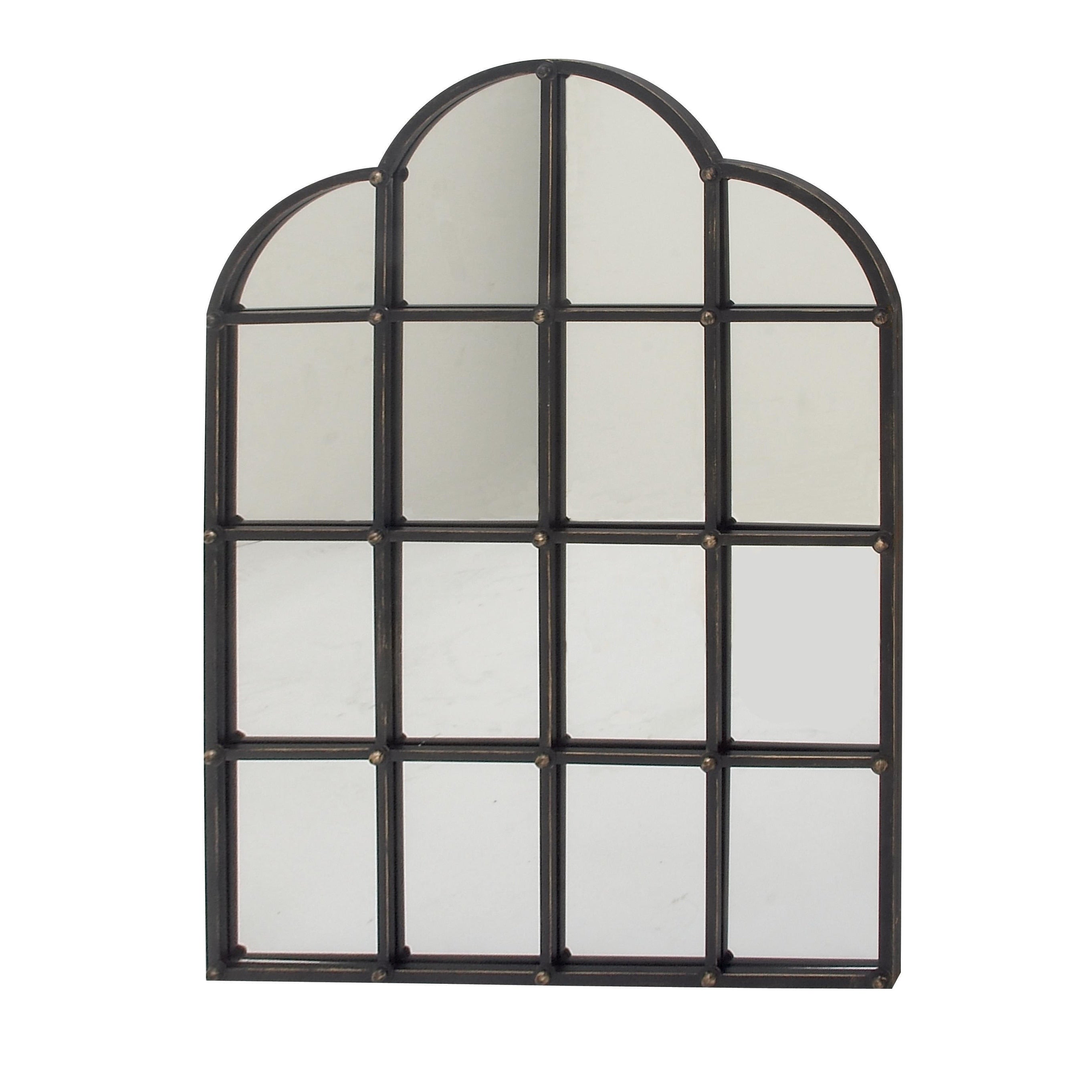 Metal Window Pane Inspired Grid Room Wall Mirror - Copper, Brown, Black - Roche River Decor