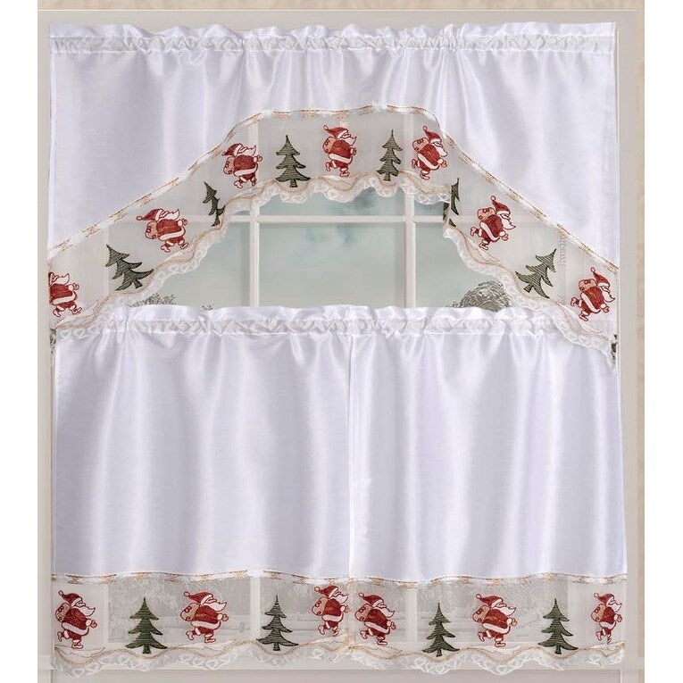 Kashi Home Holiday Kitchen Curtain Set - Festive Window Decor with Designs