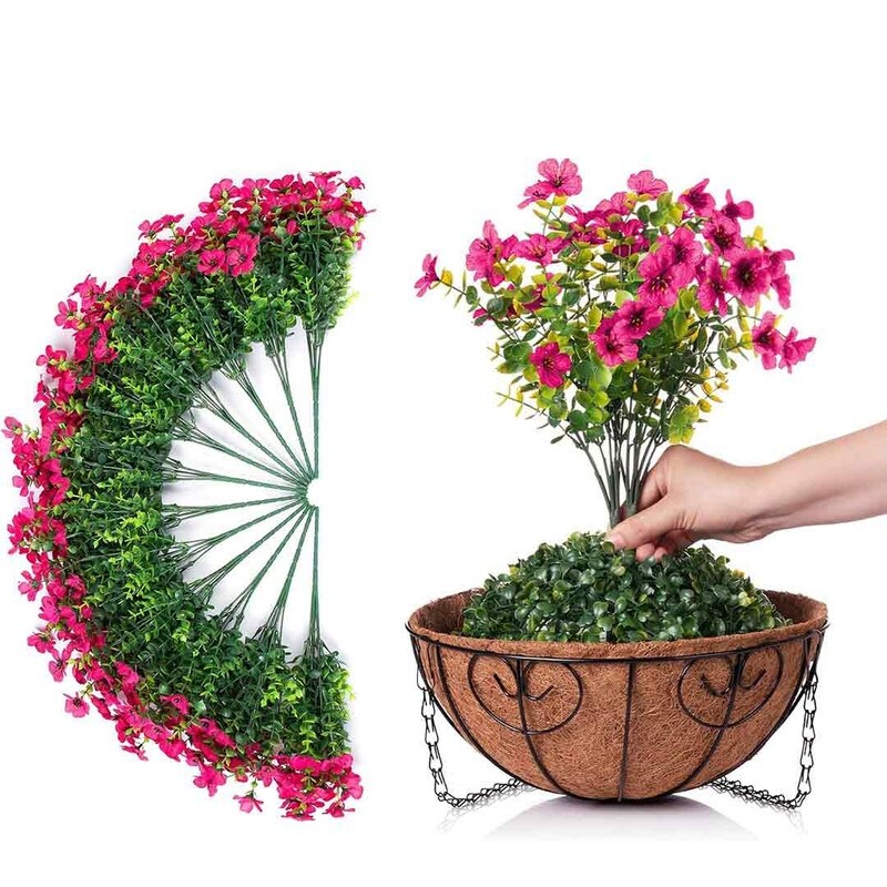 Artificial Fake Hanging Plants Flowers with Basket Outdoor Decor Faux Silk Daisy Flower Arrangements in Pot Planter