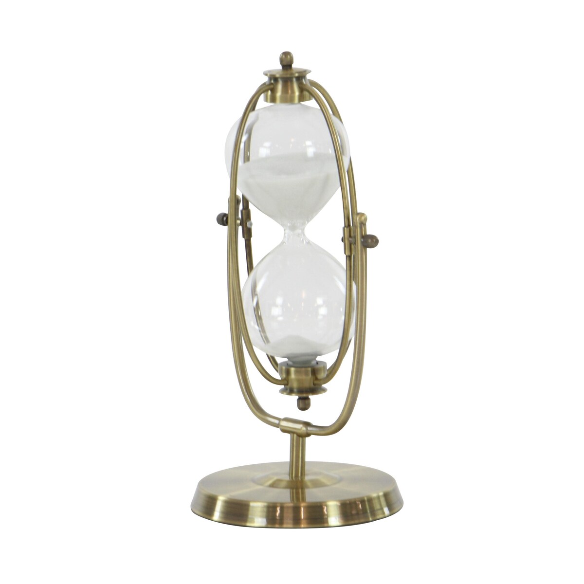 Glass Hourglass Sand Timer with Rotating Stand - Brass - Roche River Decor