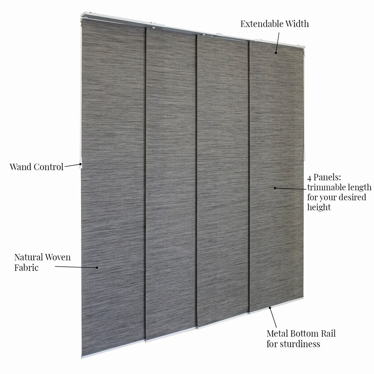 CHICOLOGY Adjustable Sliding Panels, 4-Rail Track, Vertical Blinds, Pation Door Curtain, Room Divider