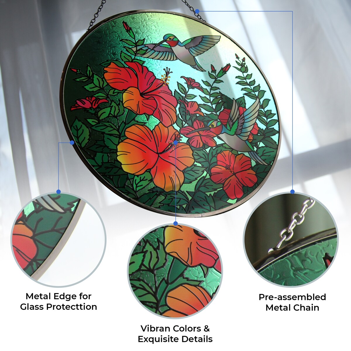 12 Suncatcher Multicolor Glass Window Panel