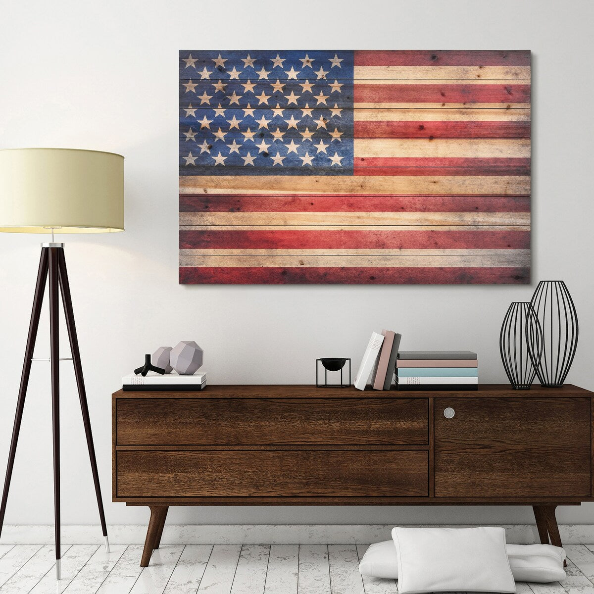 American Flag Solid Fir Wood Plank Wall Art