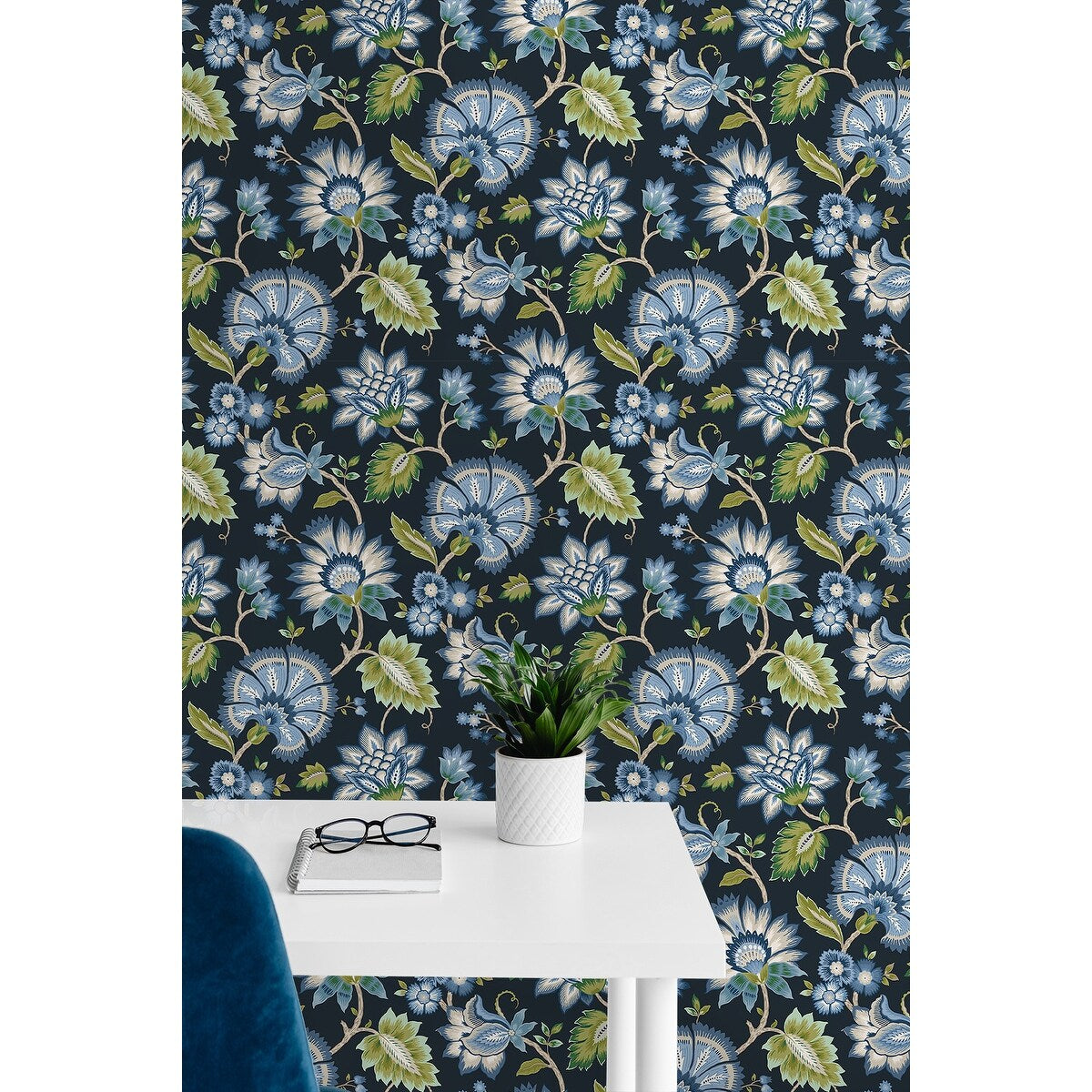 NextWall Jacobean Blossom Floral Peel and Stick Wallpaper