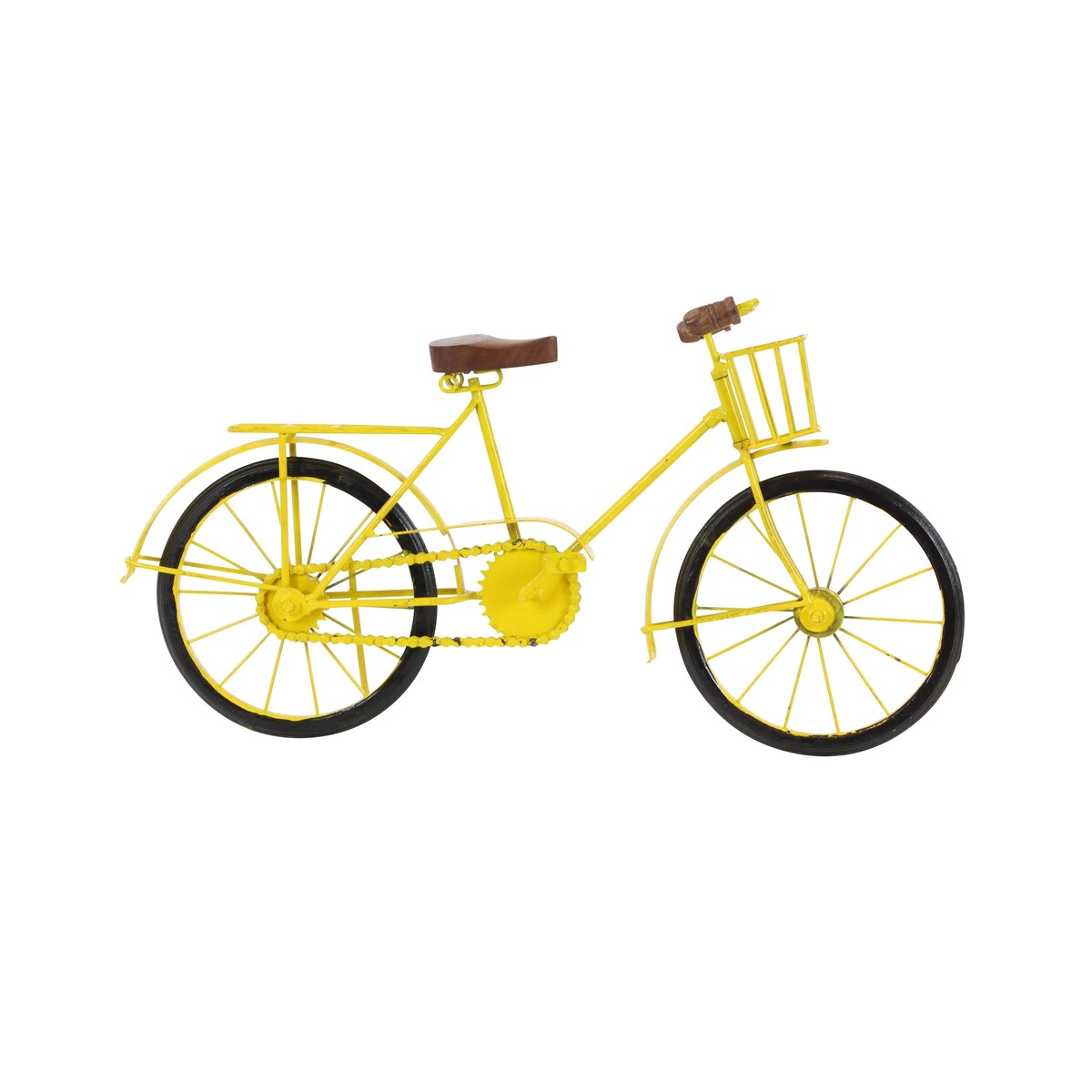 Metal Bike Decorative Sculpture with Wood Accents - Yellow or Blue - Roche River Decor