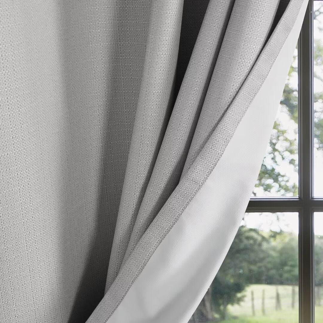 Textured Grid 100% Blackout Grommet Curtain Pair(2 Panels)