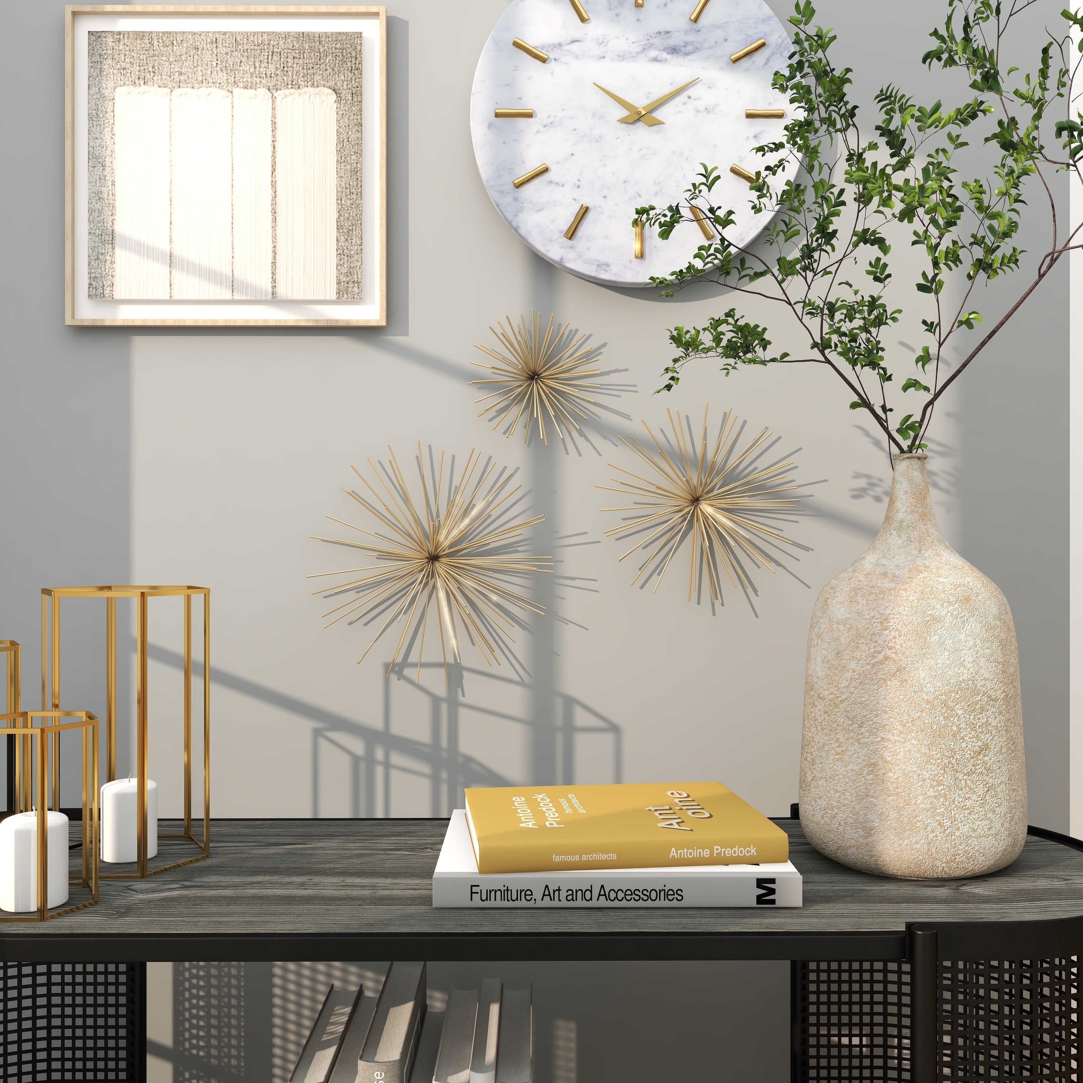 Metal Starburst 3D Home Wall Decor - Set of 3 Gold or Silver - CosmoLiving by Cosmopolitan