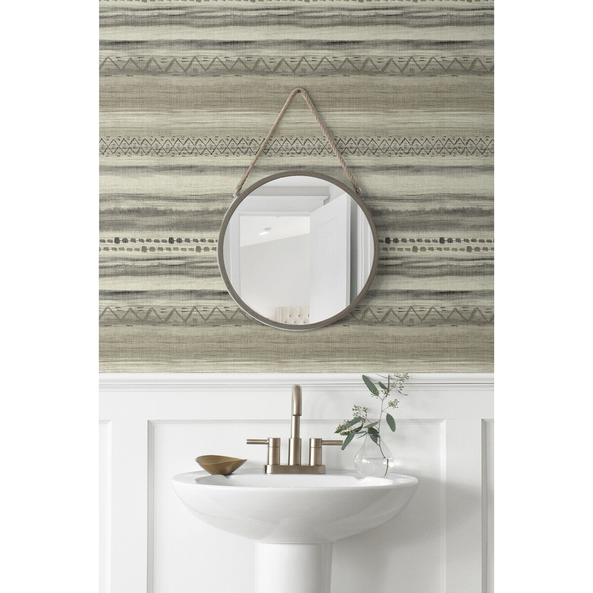 Seabrook Designs Trevino Tribal Stripes Unpasted Wallpaper