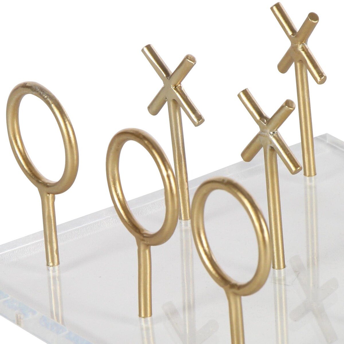 Acrylic Plastic Tic Tac Toe Game Set with Gold Stick Pieces - Gold - CosmoLiving by Cosmopolitan