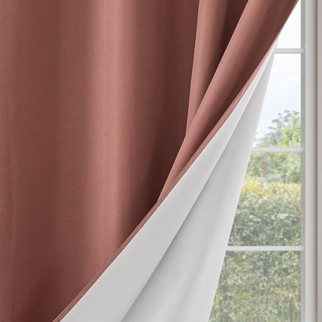 Blackout Brushed Textured Grommet Curtain Pair(2 Panels)