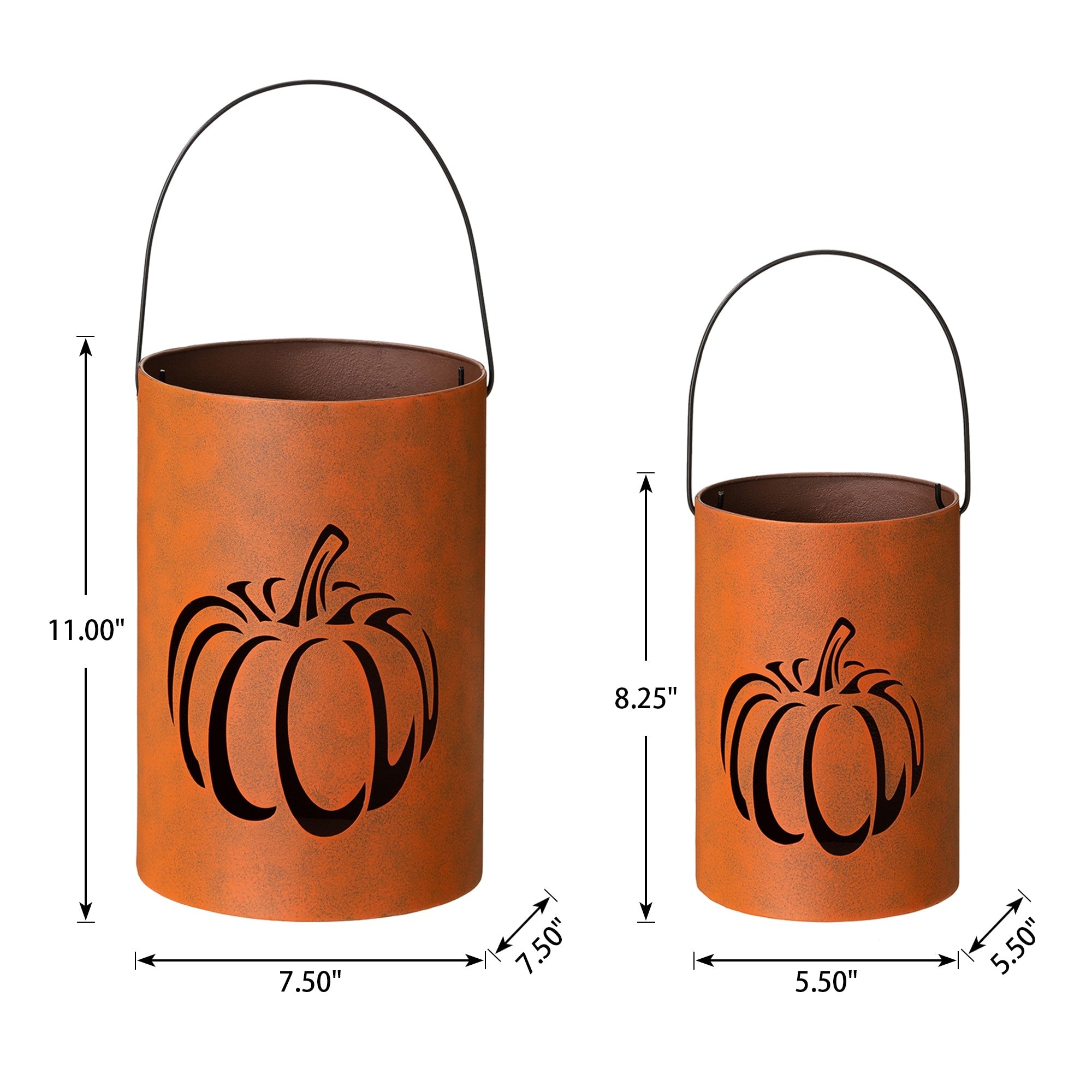 Glitzhome Set of 2 Halloween Metal Bucket Lanterns