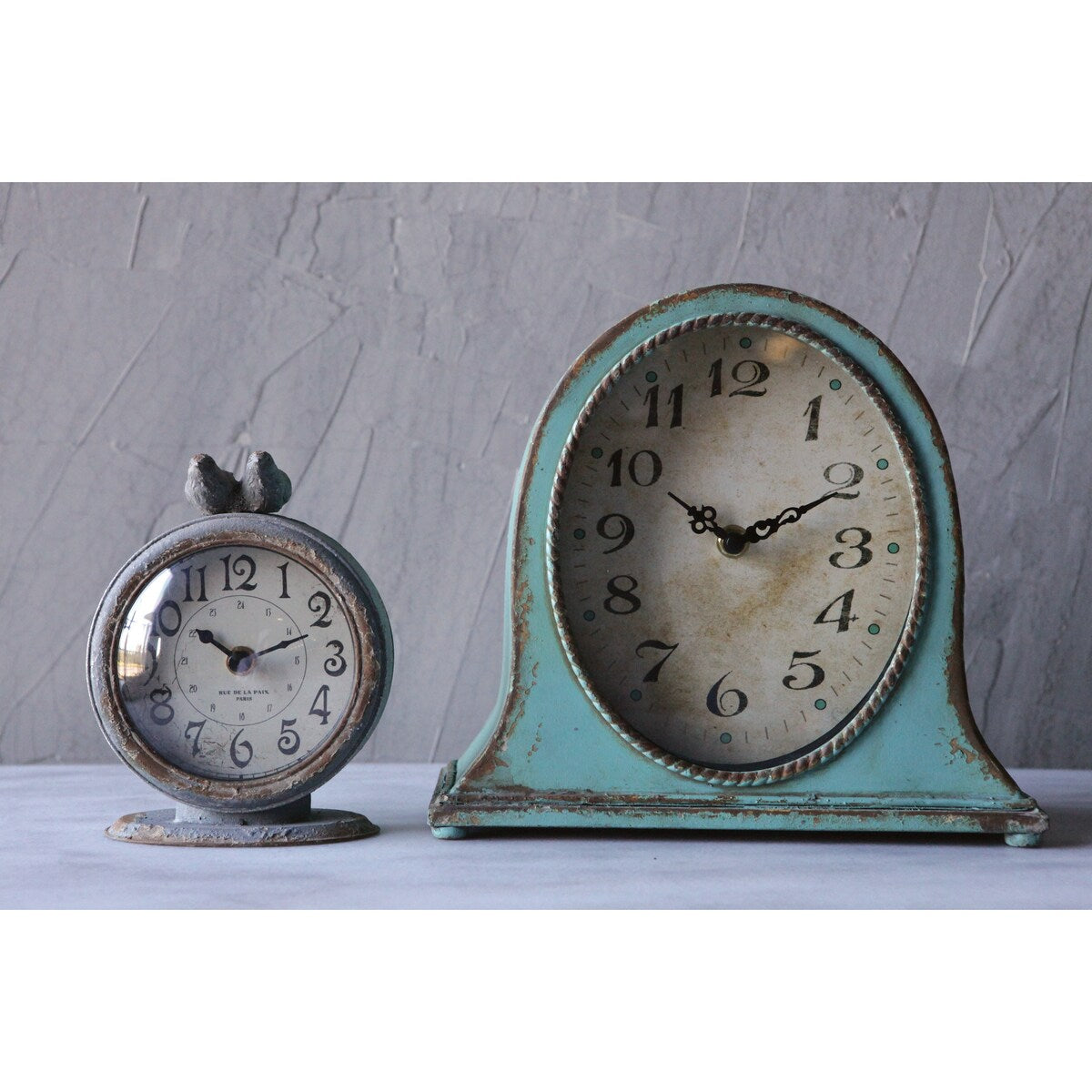 Pewter Mantel Clock with Birds