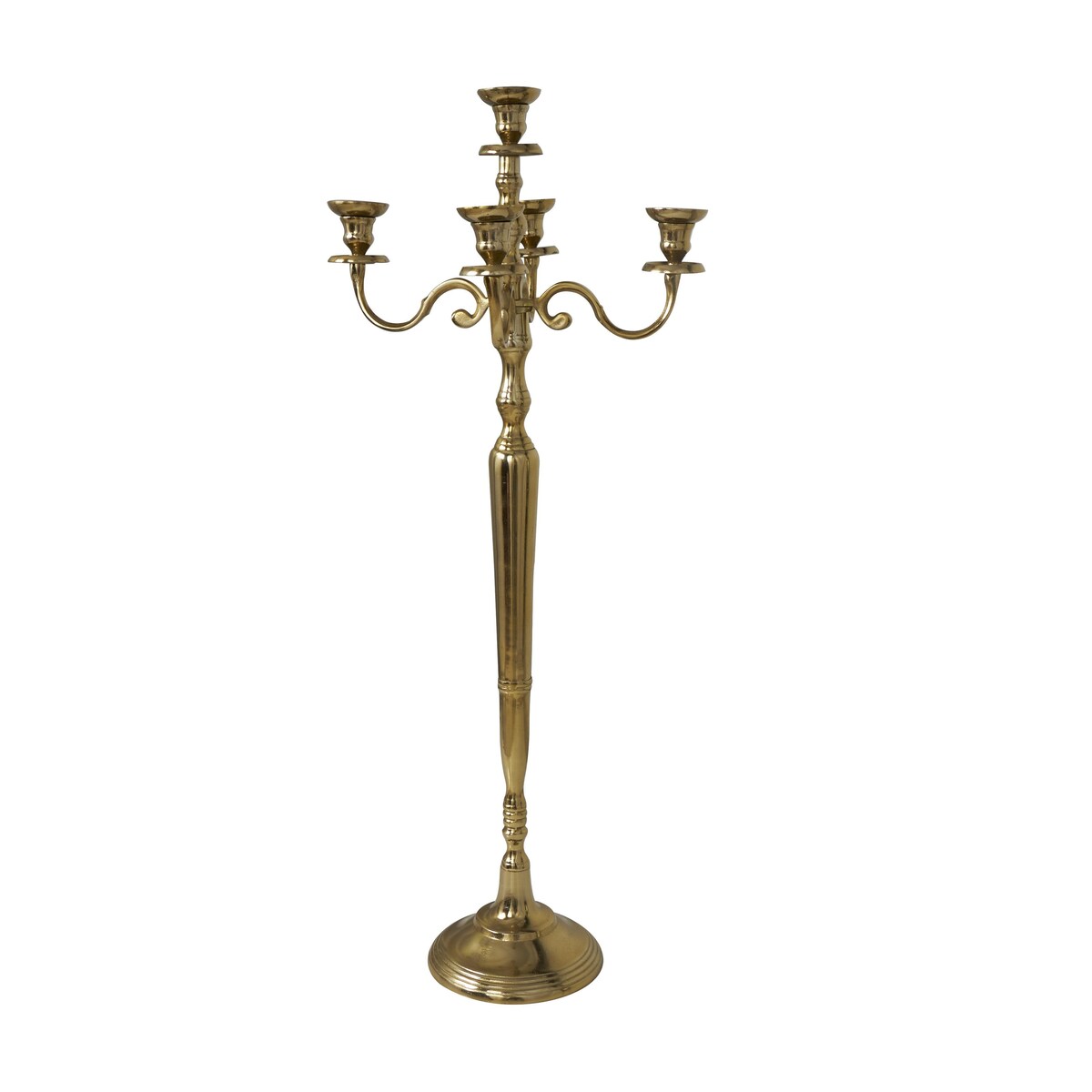 Aluminum Metal Tall Floor 5 Candle Candelabra - Gold or Silver - Roche River Decor