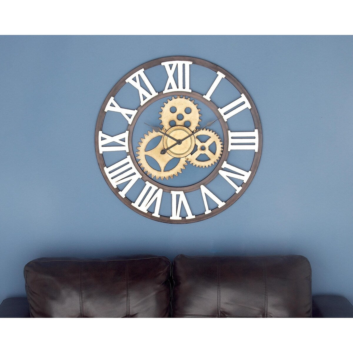 Metal Gear Decorative Wall Clock - Brown - Roche River Decor