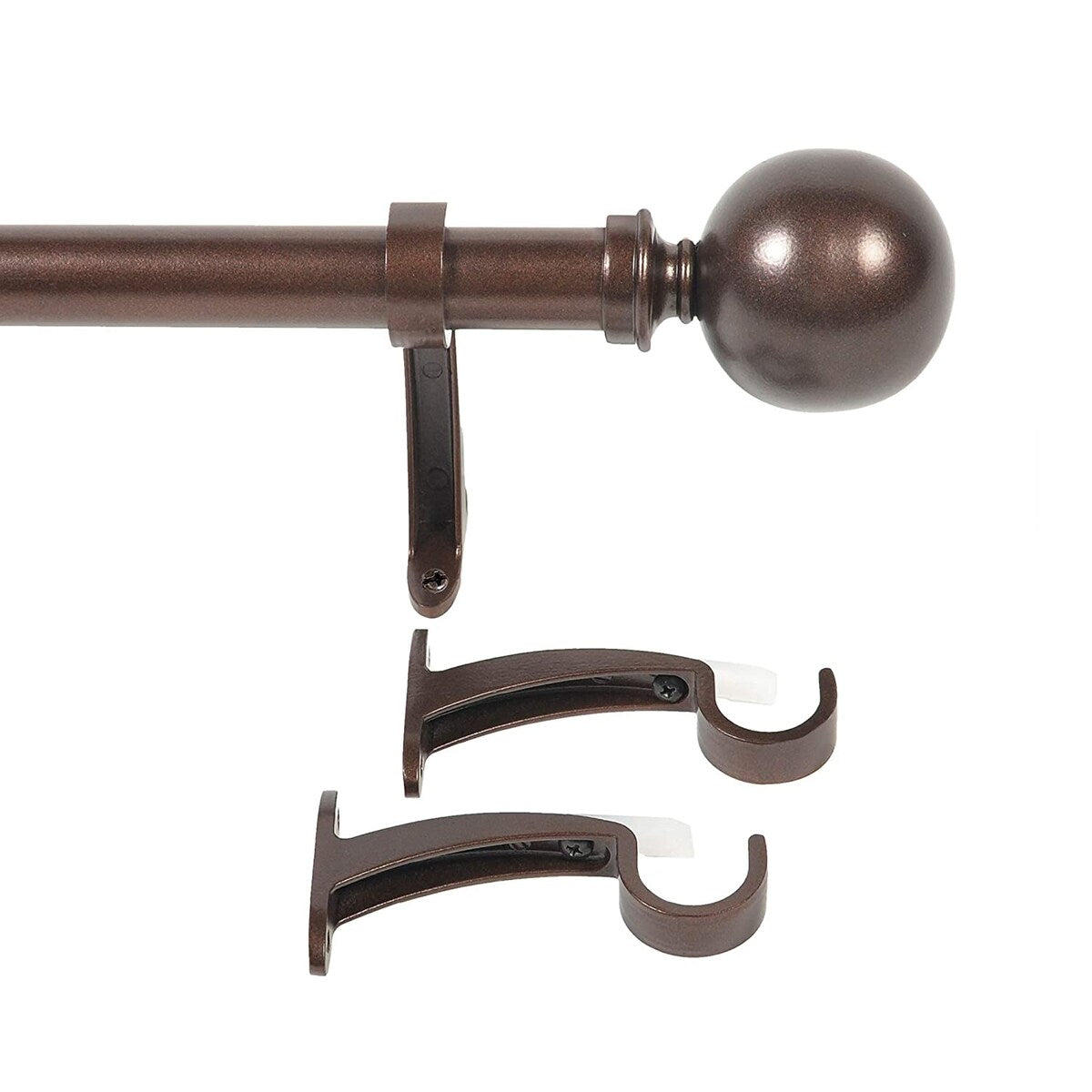 Deco window 1 Inch Adjustable Curtain Rod for Windows & Doors Curtains with Ball Finials & Brackets Set