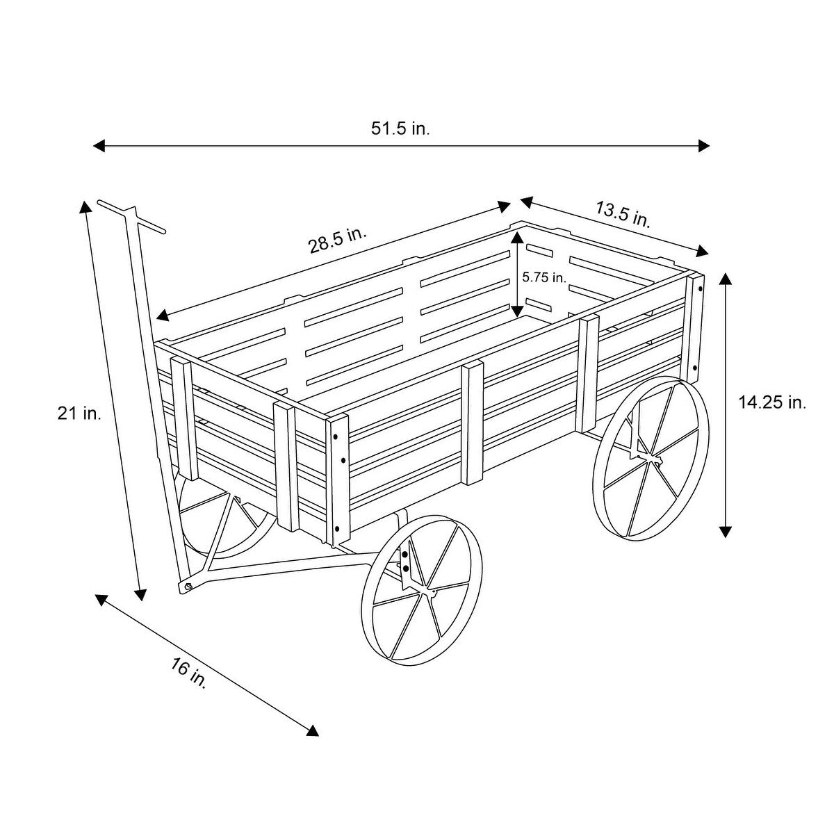 Goldcoast 51 Rustic Wagon Garden Planter with Metal Wheels