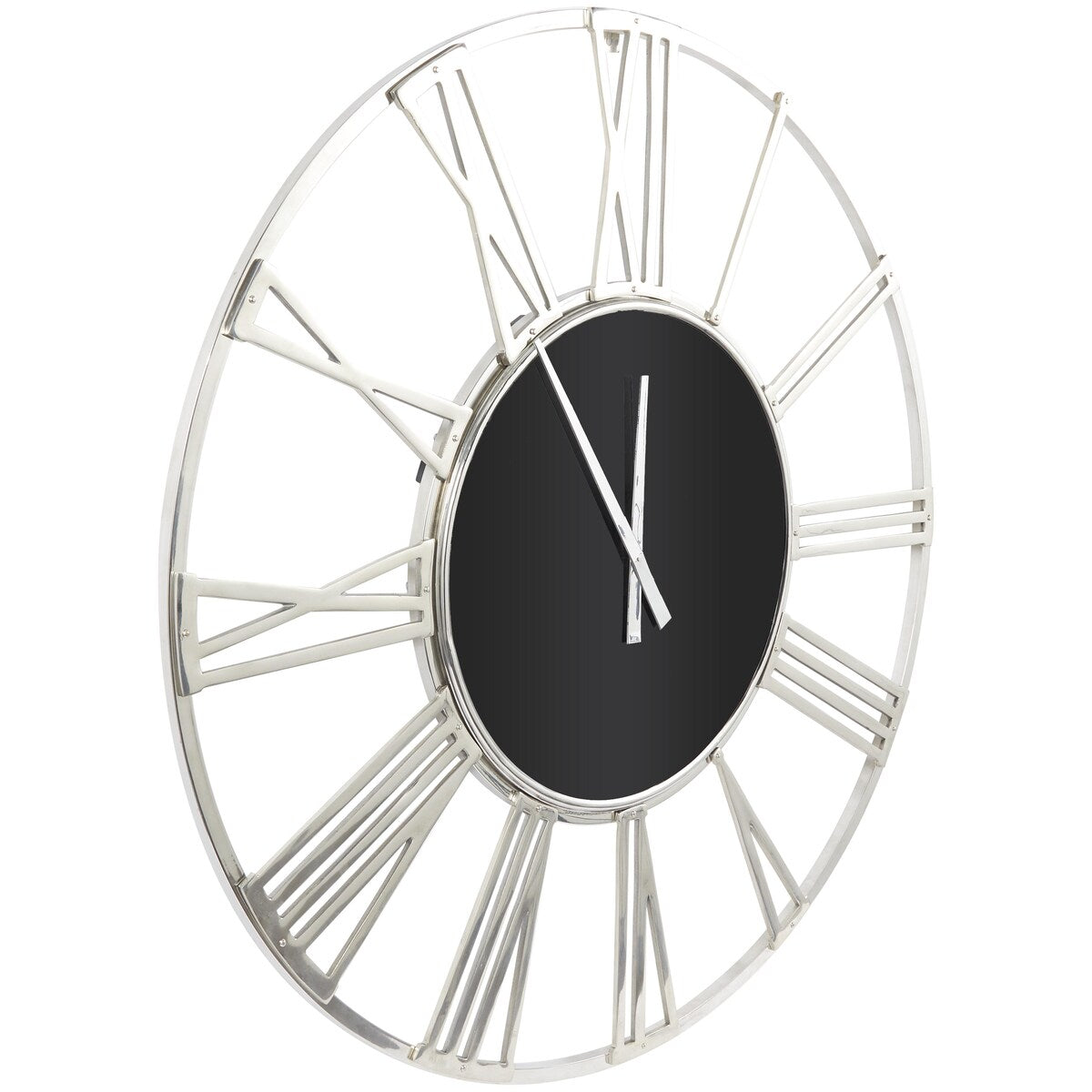 Aluminum Metal Geometric Open Frame Decorative Wall Clock with Glass Center - Silver or Gold - Roche River Decor